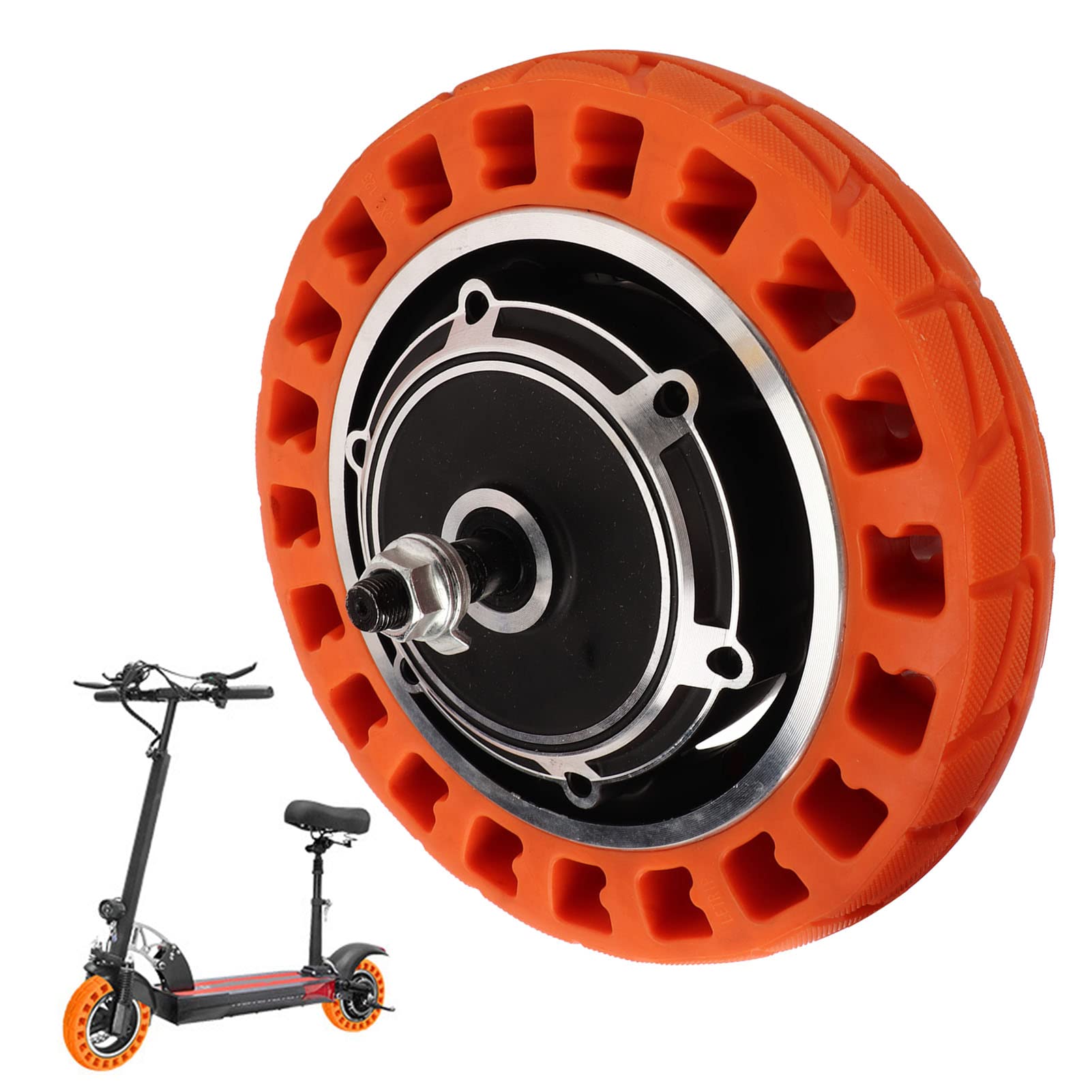 Roue de Moteur de Moyeu de Trottinette Électrique pour KUGOO M4 Scooter Électrique, 48V 500W Pneu Solide de Moteur de Roue Arrière de Scooter Électrique de 10 Pouces Absorption des Chocs