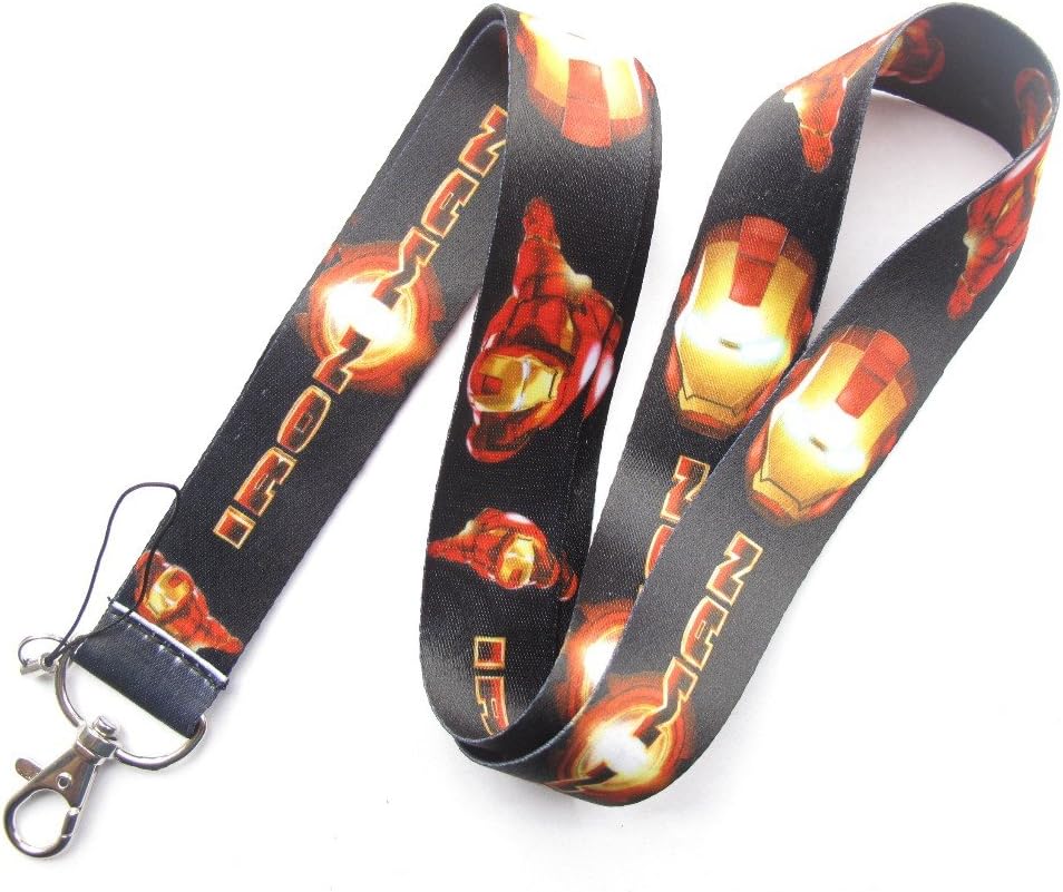 AttractionOil Gifts Black Iron Man Flying and Logo Lanyard Phone/Badge Holder