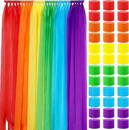 36 rollos de papel crepé arcoíris para el día de San Valentín, coloridos rollos de serpentinas de papel crepé para decoración de aula, fiesta, baby