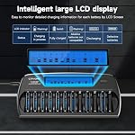 CITYORK 12 Bay AA AAA Battery Charger with Discharge Function, Smart LCD Display NIMH Battery Charger for 1.2V AA/AAA NiMH/NiCd Rechargeable Batteries (AC Wall Adapter Included)