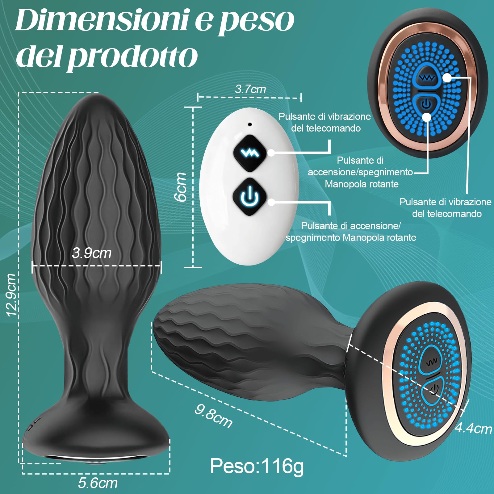 Vibratore Anale, Stimolatore Prostata, Vibratoreper Uomo Professionale Plug Analesex Toy Dilatatore Ano per Uomo Vibratoreper Donna Analesex Toy Telecomando Sex Toys Sessuali per Uomini