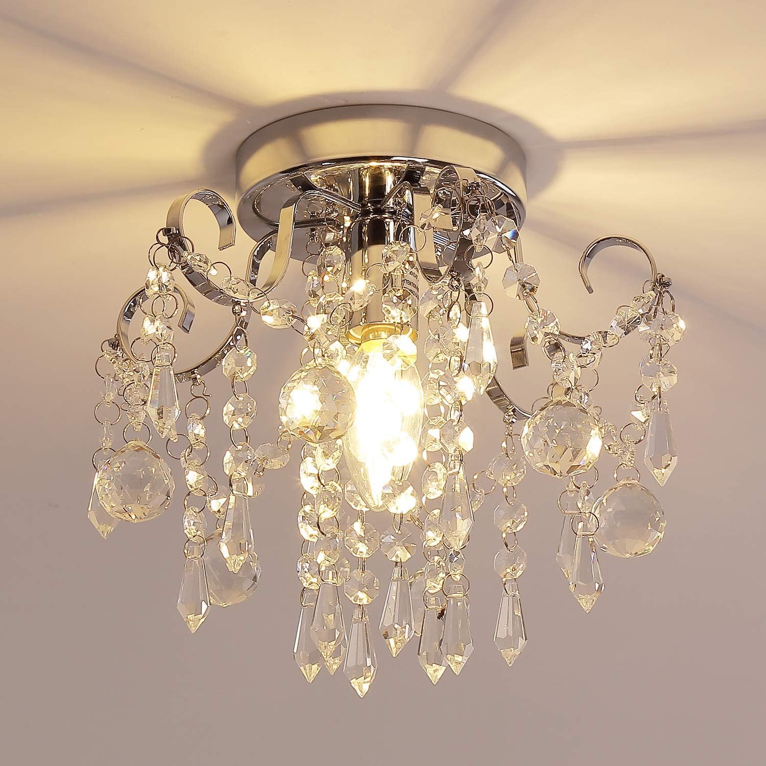 SXECAEPS Modern creative chandelier Crystal Ceiling Light,Small Flush Mount Light Fixture for Entryway Bedroom Barthroom Hallway Closet,additionalWeblabs:(PAXCHECKOUTBUYNOWUFOTANGOD