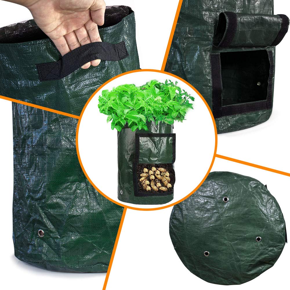 Bolsas de Cultivo de Patatas, Paquete de 6, Bolsas de Cultivo de Tomates de 10 galones, macetas, Bolsas de Plantas, Bolsas de Bandeja de Cultivo de Zanahorias con Asas (6 Set)