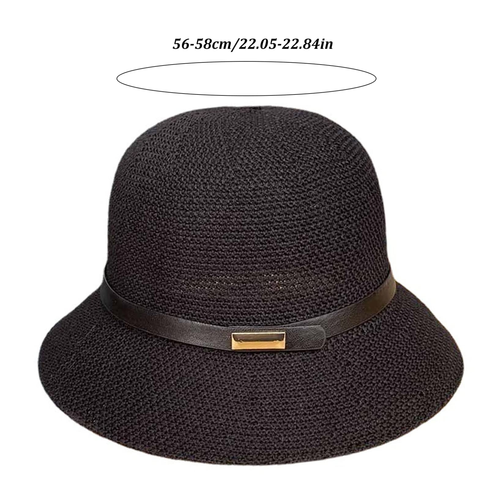 Sombreros Cloche de Verano Sombrero Cloche de Paja para Mujer Sombrero de Bombín de Verano de ala Corta con cinturón para Mujer, Uso en Interiores