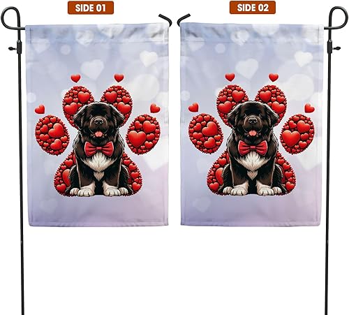Miniatura 2 de Love Newfoundland - Bandera de jardín para el día de San Valentín, lona de 12 x 18 pulgadas, Newfie para amantes de los perros, idea de regalo,