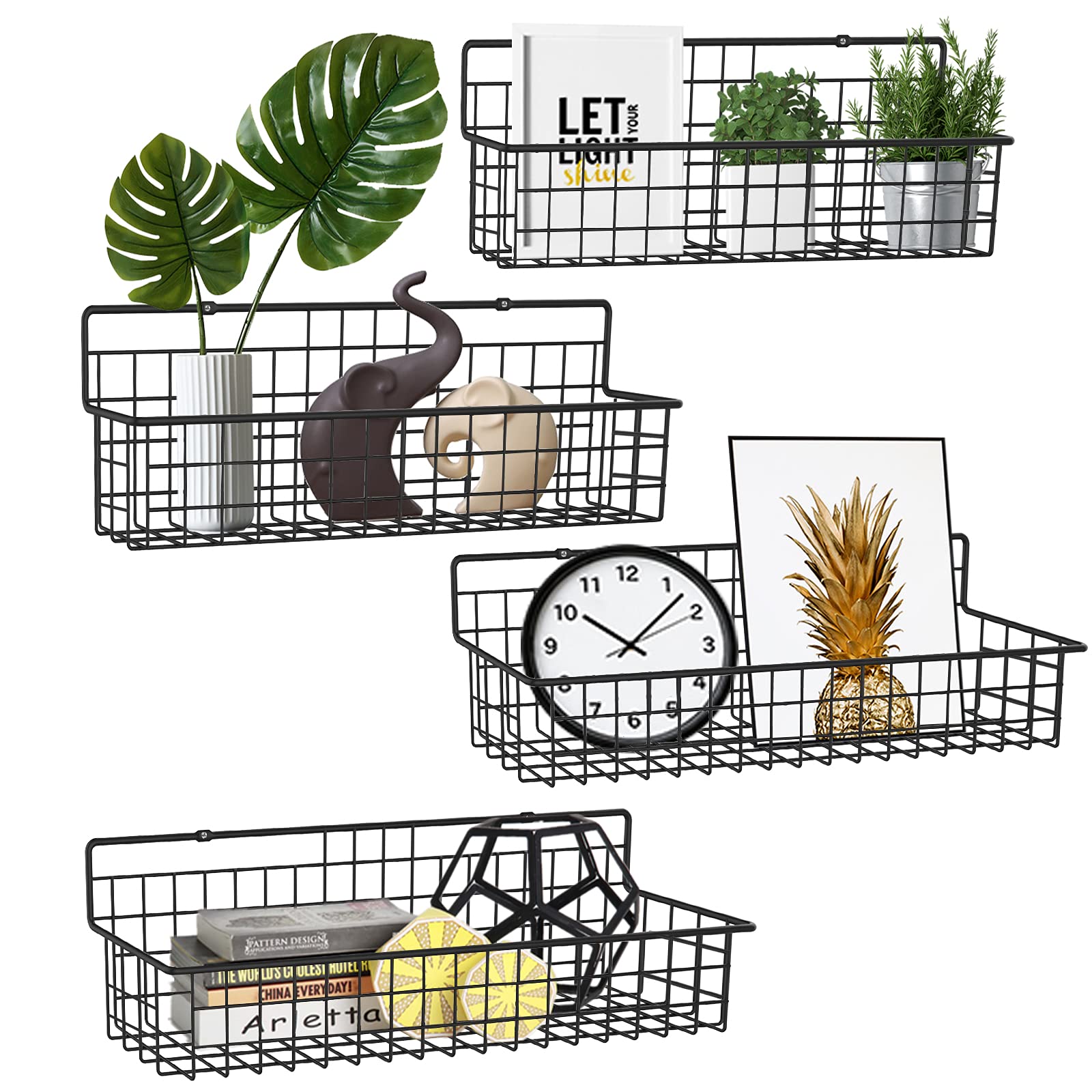 Buy 4 Pack Floating Shelves Wall ed, WEKSI Wall Storage Shelf Farmhouse