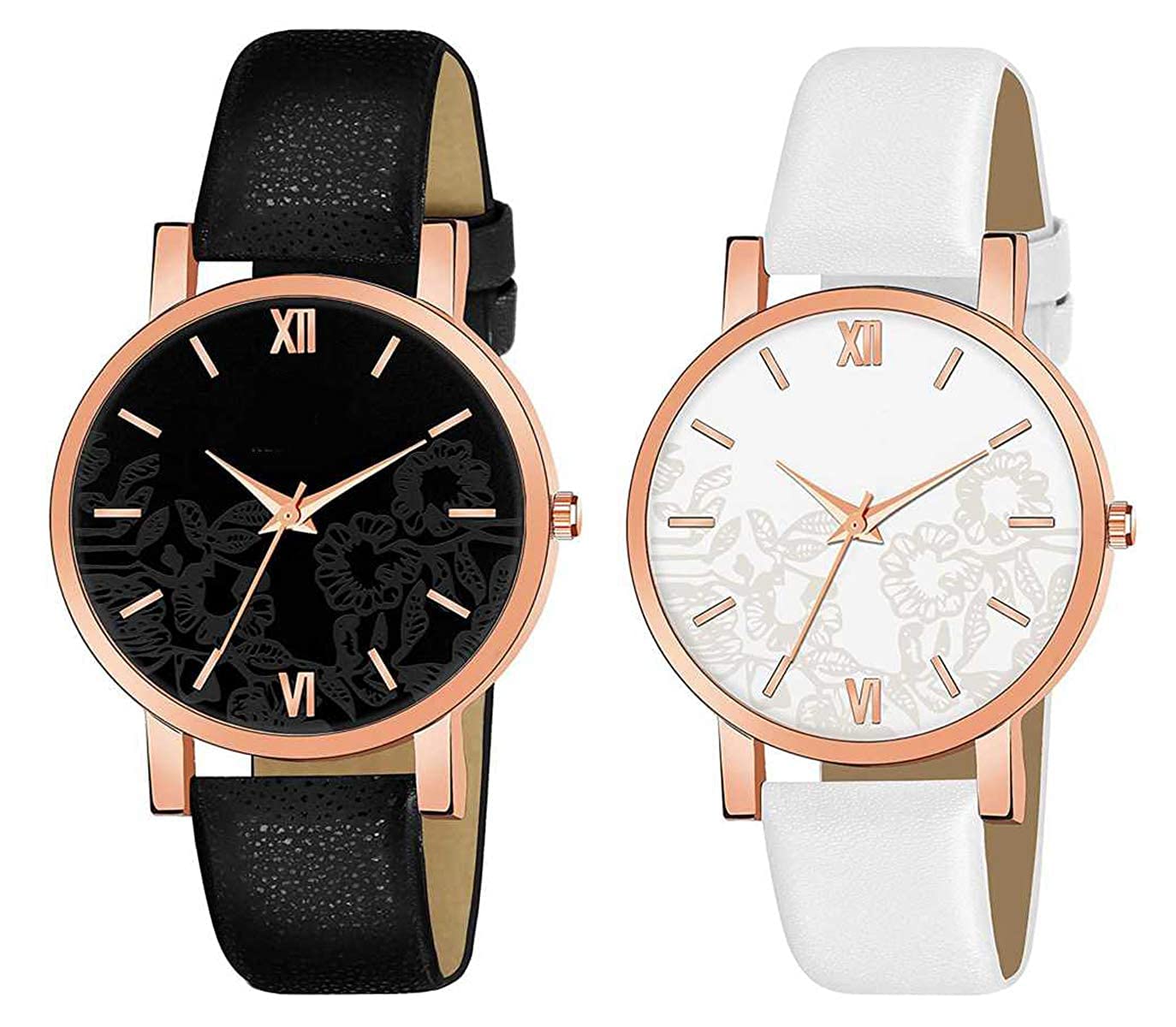 CERO Pack of 2 Analogue Leather Strap Girls & Womens Watch (Black & White Dial Black & White Colored Strap) (Black, White) (B09JZCFDX7) Amazon Price History, Amazon Price Tracker
