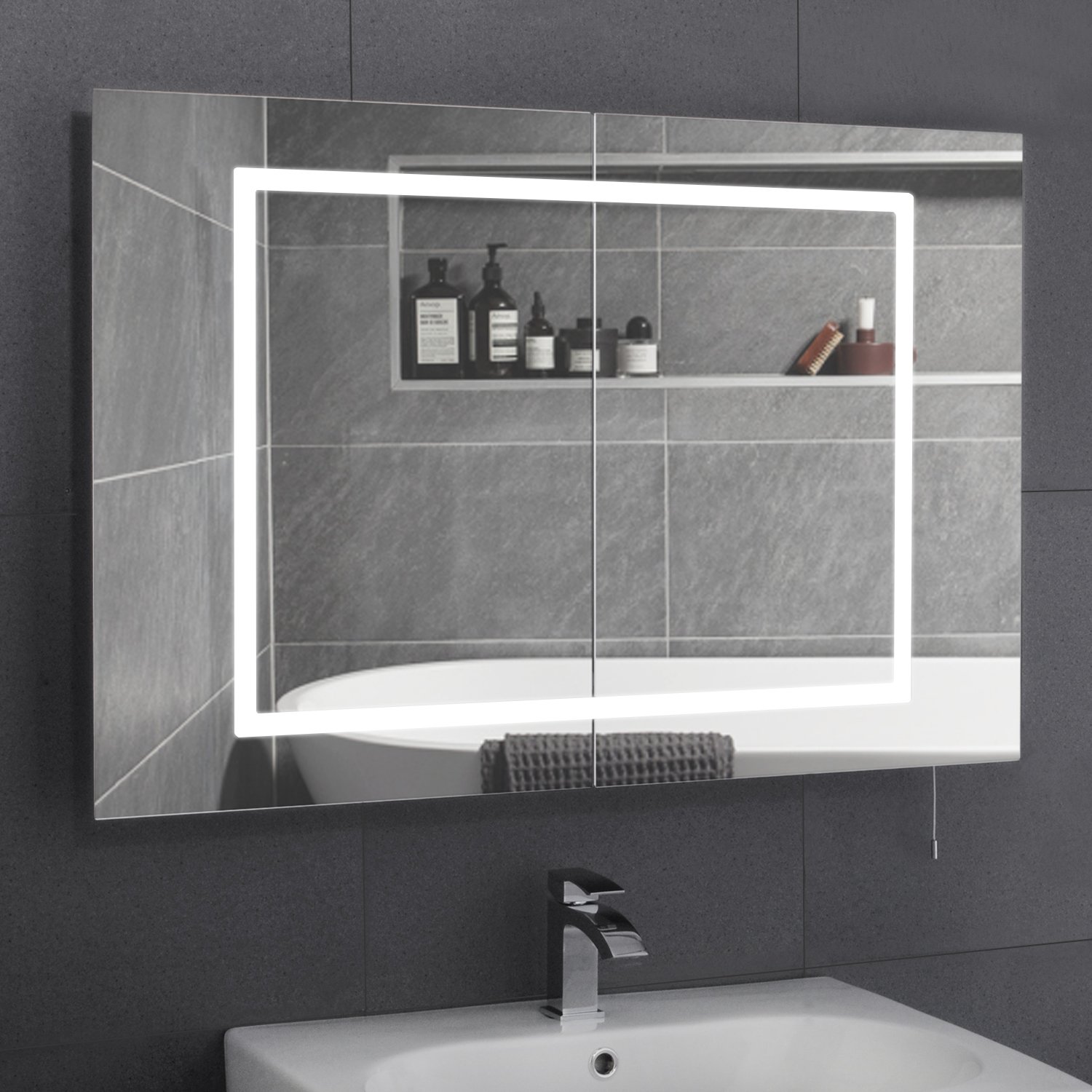Mirror Illuminated Shaving Mirror for Bathroom Sliding Door