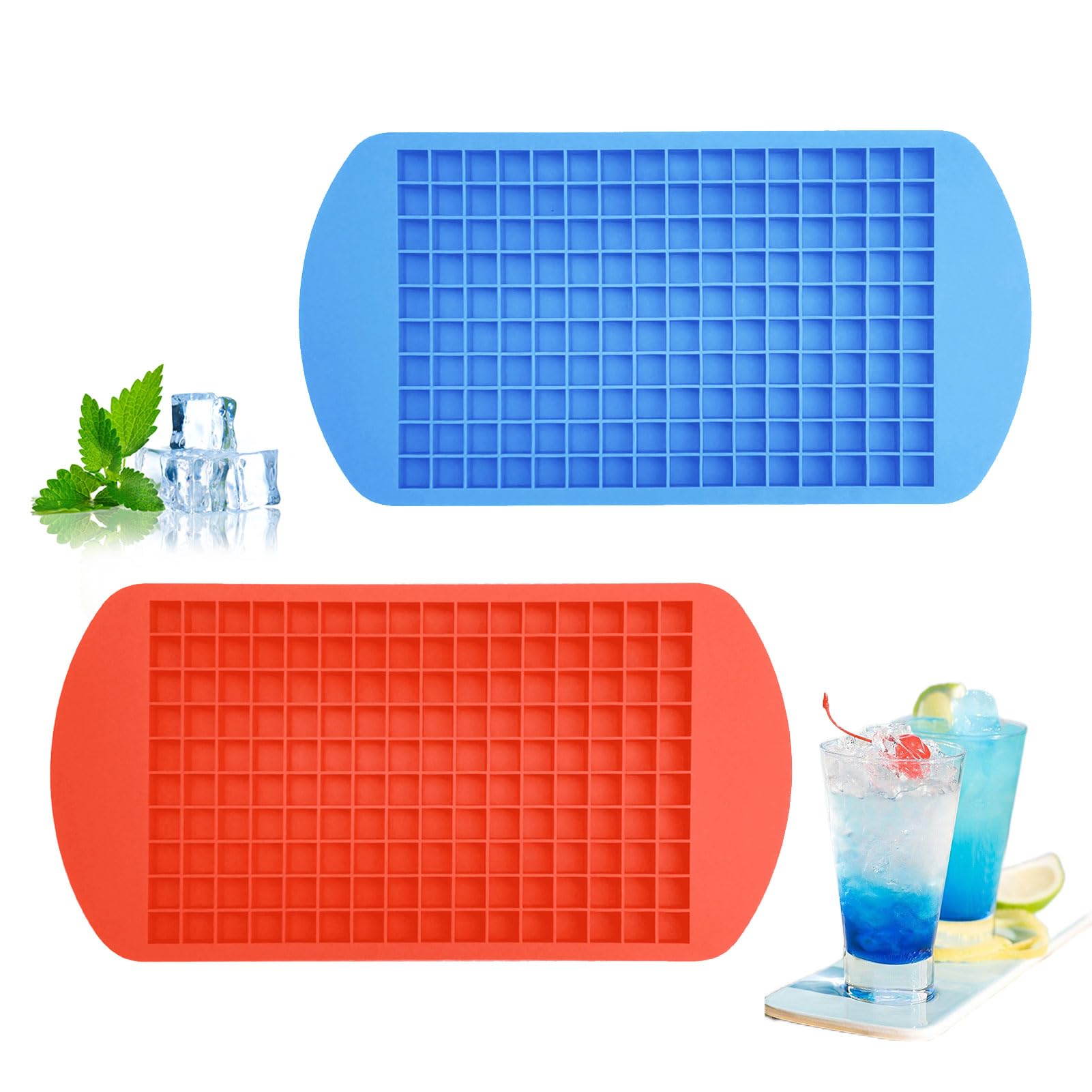 2 Pcs Silicone Mini Ice Cube Trays,Small Ice Cube Trays,Silicone Ice Cube Tray,Nugget Ice Tray,160 Small Ice Cube,Pebble Ice Tray For Baby Food, Chilling Whiskey Cocktail, Drinks And Coffee