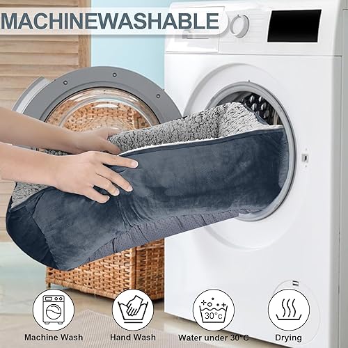 Miniatura 6 de Camas para perros pequeños, rectangular, lavable a máquina, sofá cama para perro, imitación de cordero cachemira cama para mascotas para cachorros y