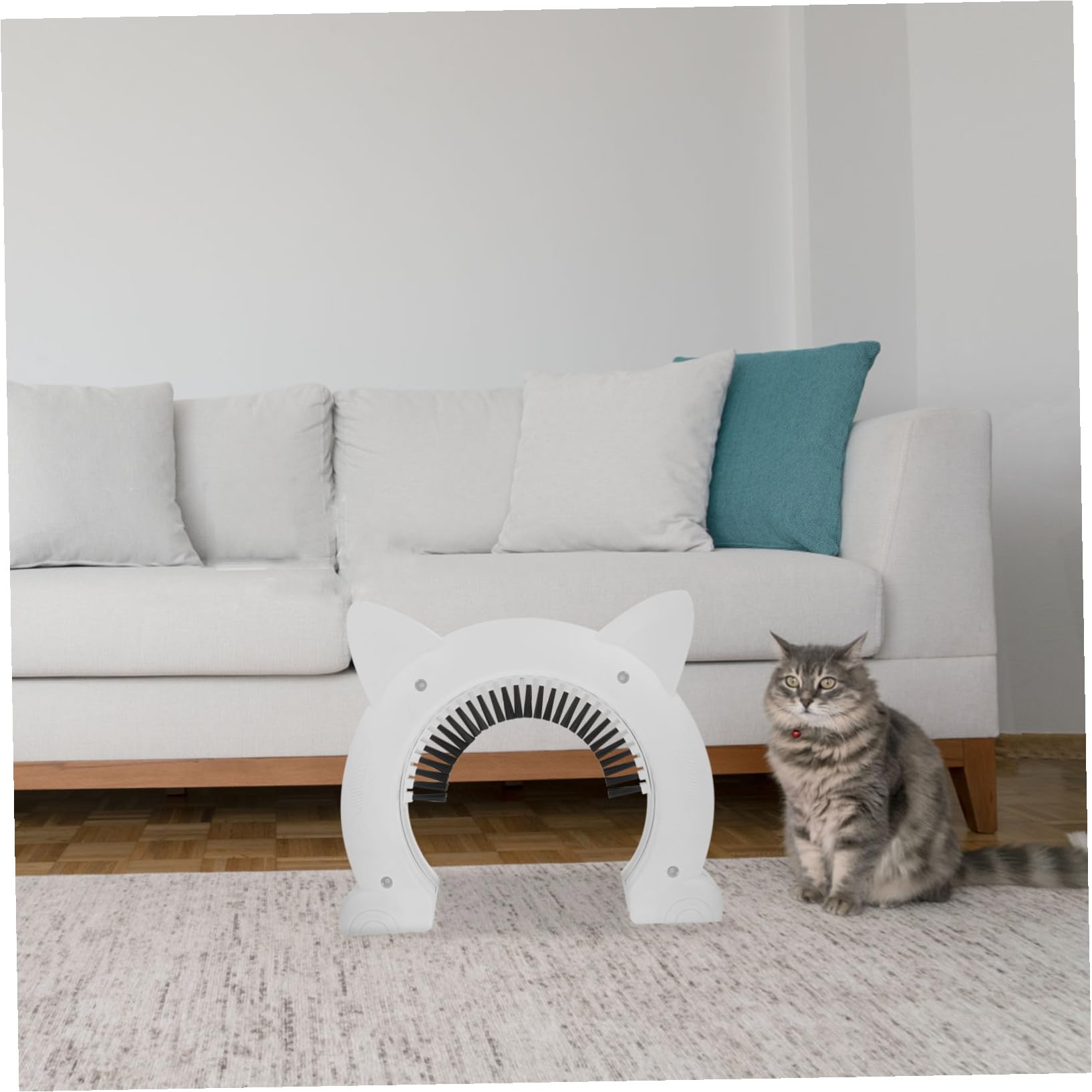 VILLCASE Chatière Porte Intérieure avec Brosse Intégrée en Plastique Abs Blanche Sécurisée et Pratique Installation Facile en 1 Set pour Chat pour Animaux Domestiques