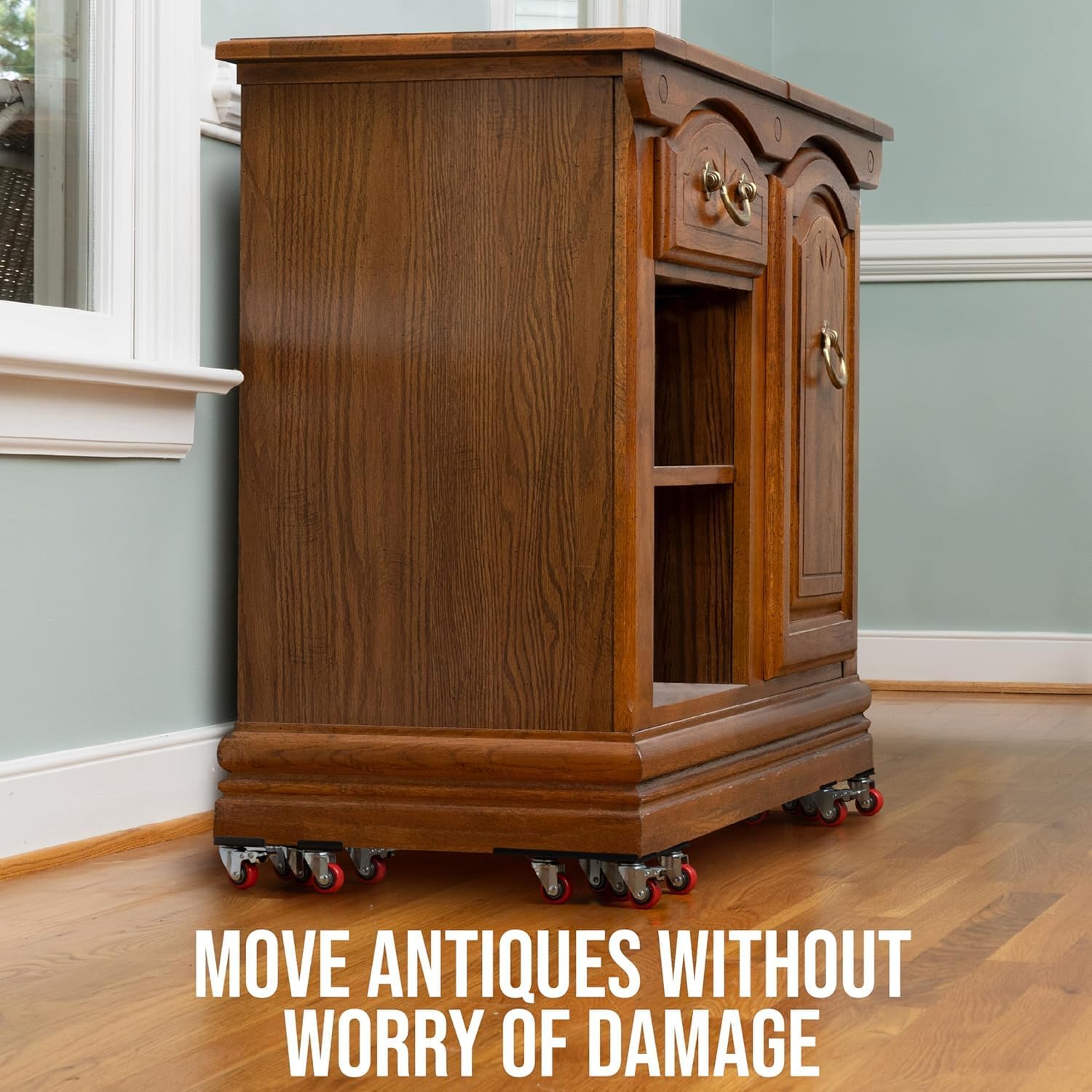 Heavy Duty Furniture Movers with Wheels Furniture Dolly Kit Moving Furniture Lift Mover Tool Set Wheels Piano Dolly Pool Table Dollies Double Bearings Locks Max Capacity 2000 lb 6.9x6.3 Black-Red