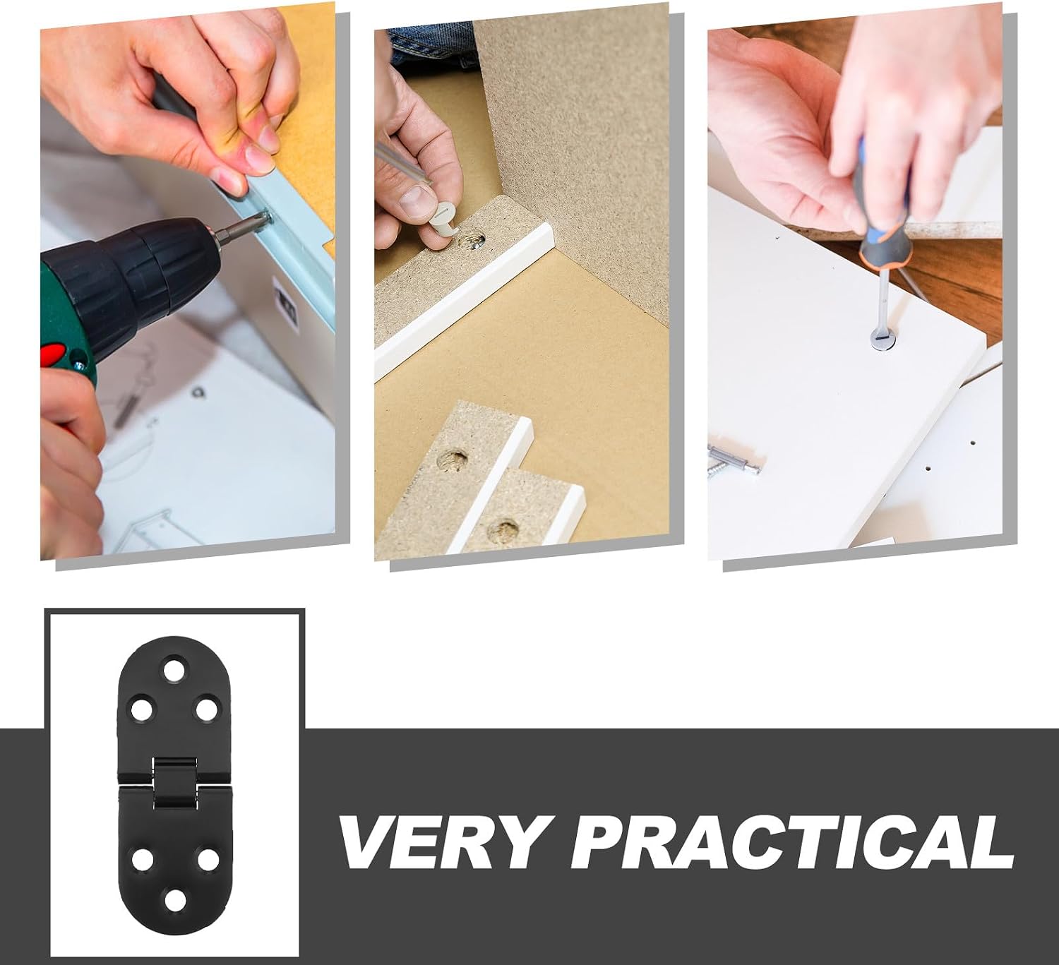 6pcs Aluminum Alloy Folding Table Concealed Hinges Black