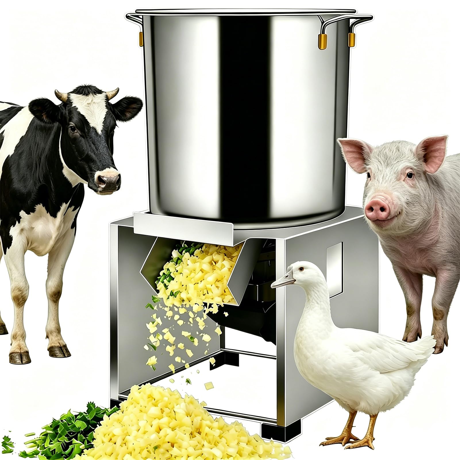 Déchiqueteuse Électrique de Légumes, Robot Culinaire Professionnel de 1000 à 1800 W avec 4 Lames de Rechange et Épaisseur Réglable, Coupe-Aliments pour Volaille en Acier Inoxydable Robuste 1800w