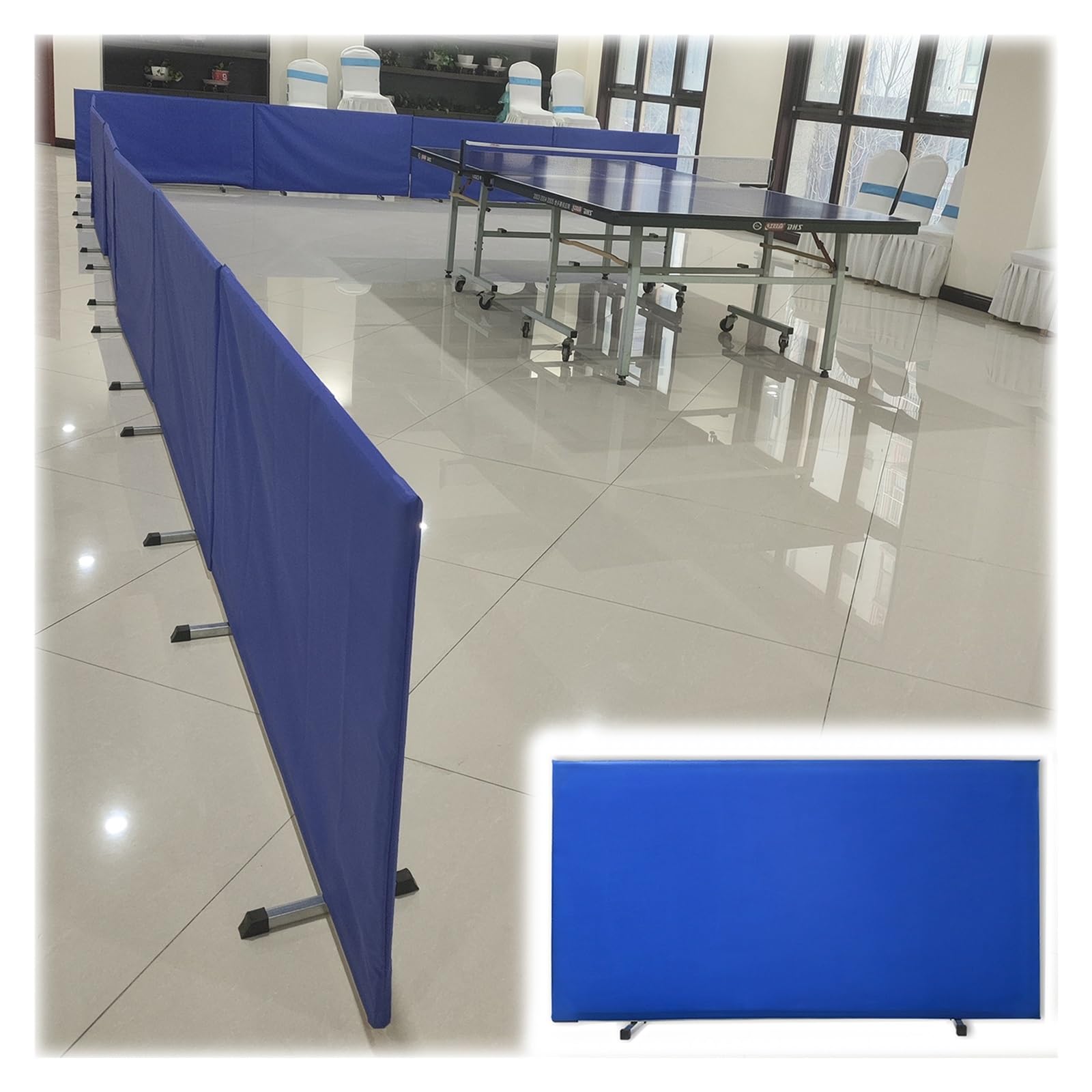 Sistema portatile di recinzione per ping pong per il ritiro rapido della palla e il gioco modulare