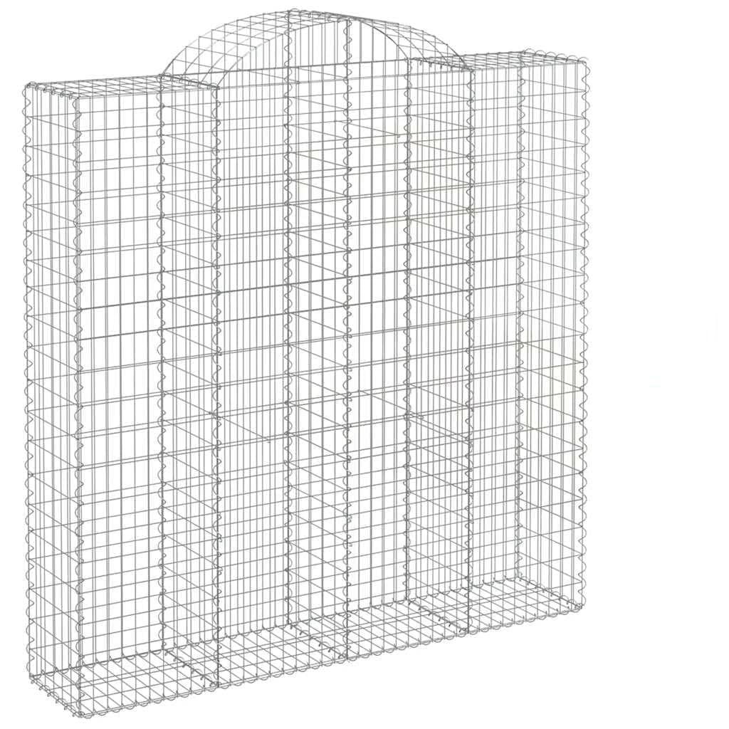 Gabionen mit Hochbogen 7 STK. 200x50x200/220cm Verzinktes Eisen – Schalldämmende Gartenbarrieren aus robustem Draht 3,5 mm, stabile Gabionenwand als dekorative Sichtschutzlösung