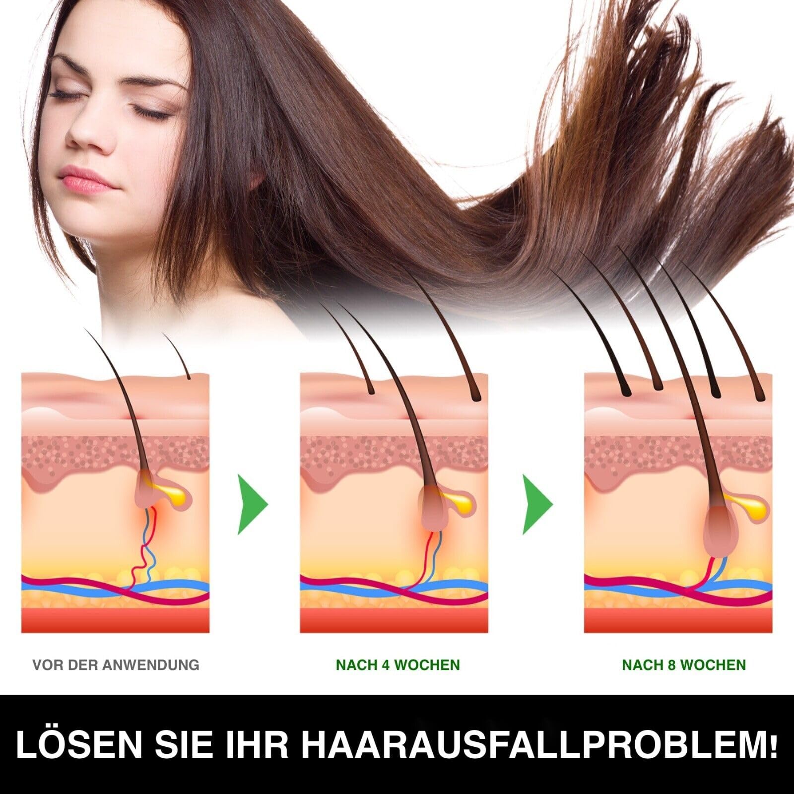 P-BEAUTY szampon na porost włosów 3 w 1, 3 x 300 ml, z olejkiem rycynowym, amla i olejkiem z czarnuszki, do pielęgnacji skóry głowy, wspomaga gęste i błyszczące włosy, wegański