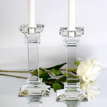 Crystal Candle Holders – Genuine Candlestick & Pillar Holder – Fine Craftsmanship Ultra Elegant and Modern Centrepiece Decor – Ideal for Living Room, Bedroom & Events (2, 15 cm)