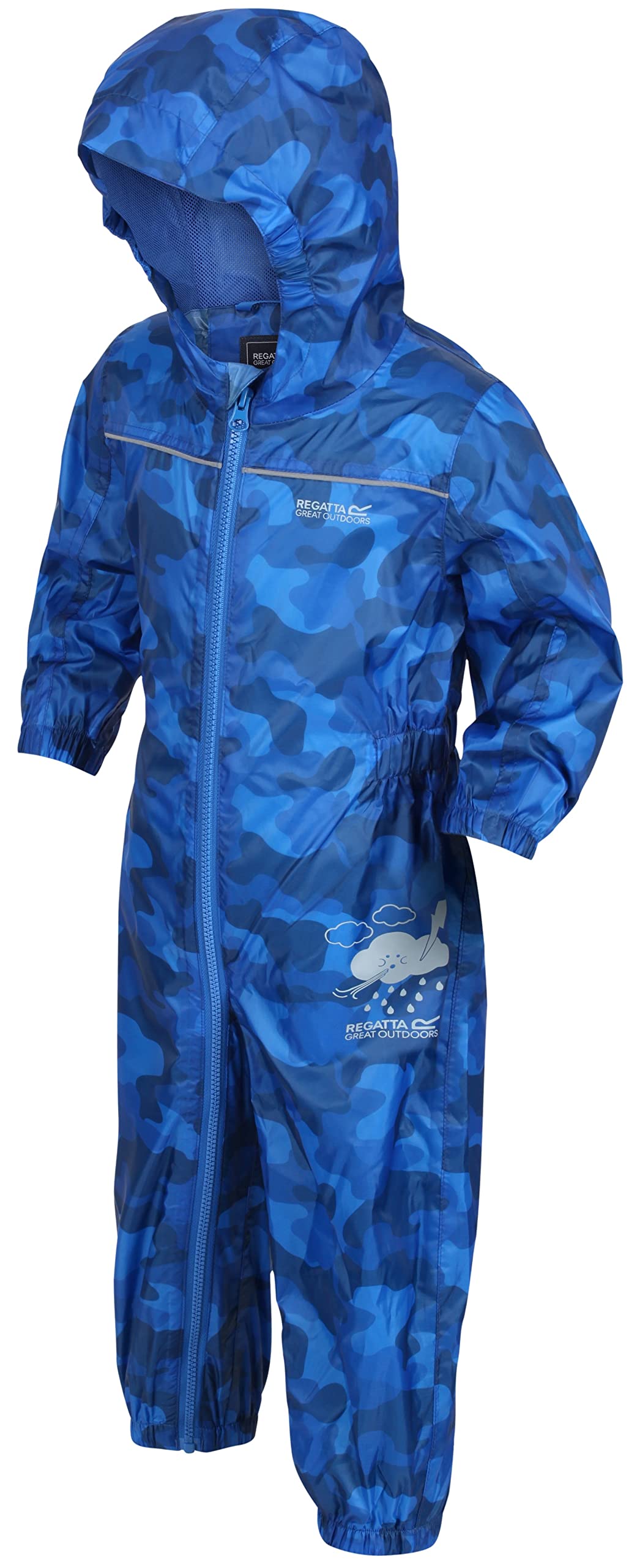 Regatta Kids puddle suit - all in one waterproof for kids - Breathable and rain proof hooded outdoor warm Puddlesuit - reflective trim and taped Seams - playsuit For Boys and Girls