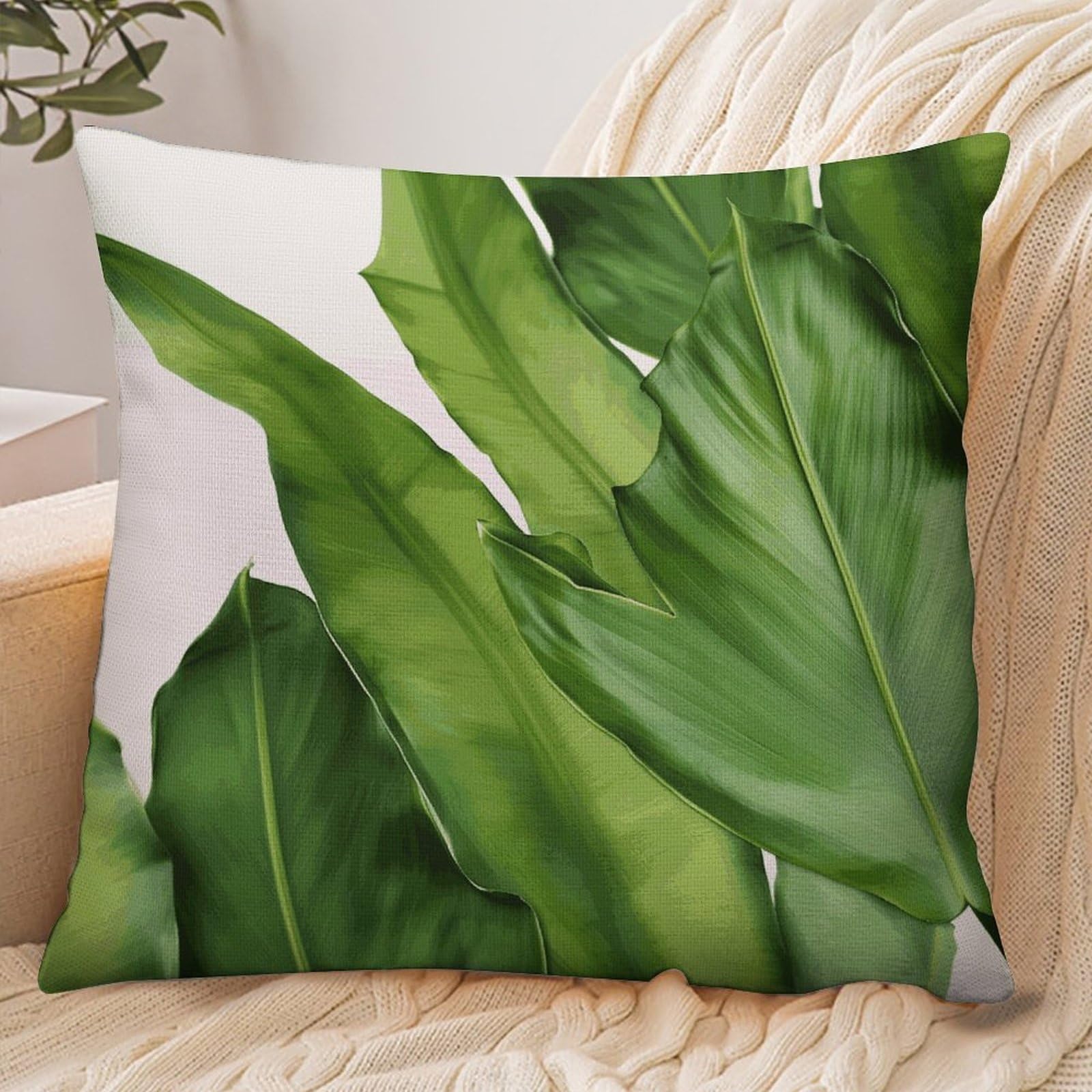 Fekiloot Style Fresh Banana Leaves Pillowcase Pillow Sham Pillow Case