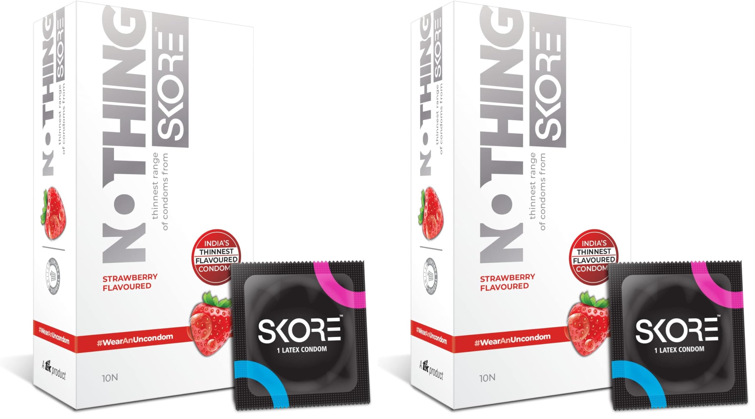 Skore Nothing Thinnest Condoms | Flavored Strawberry with Disposal Pouches | pack of 2 | 10's each-picture-18