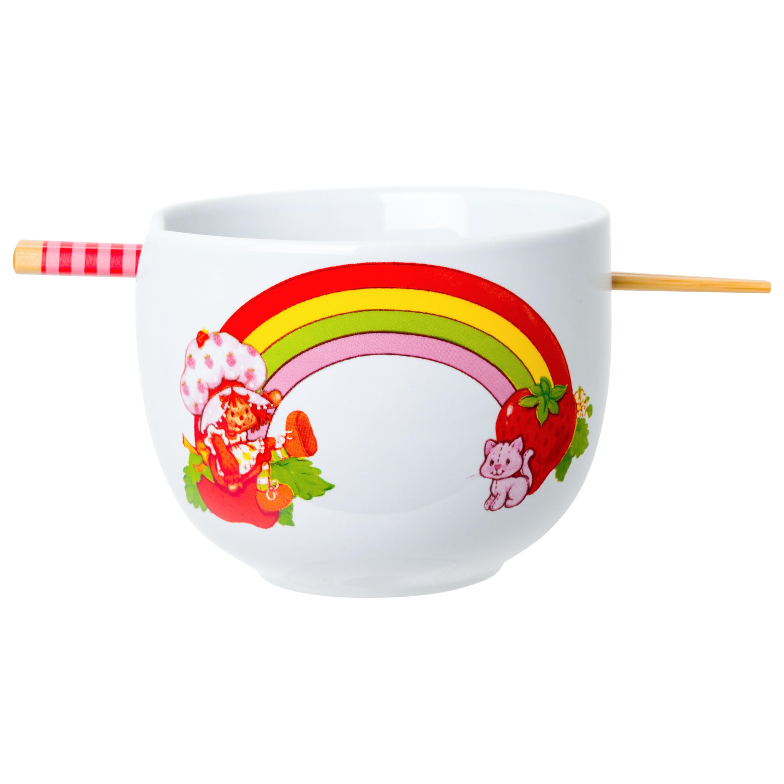 Silver Buffalo Strawberry Shortcake Berry, Ramen Bowl with Chopsticks, 20oz