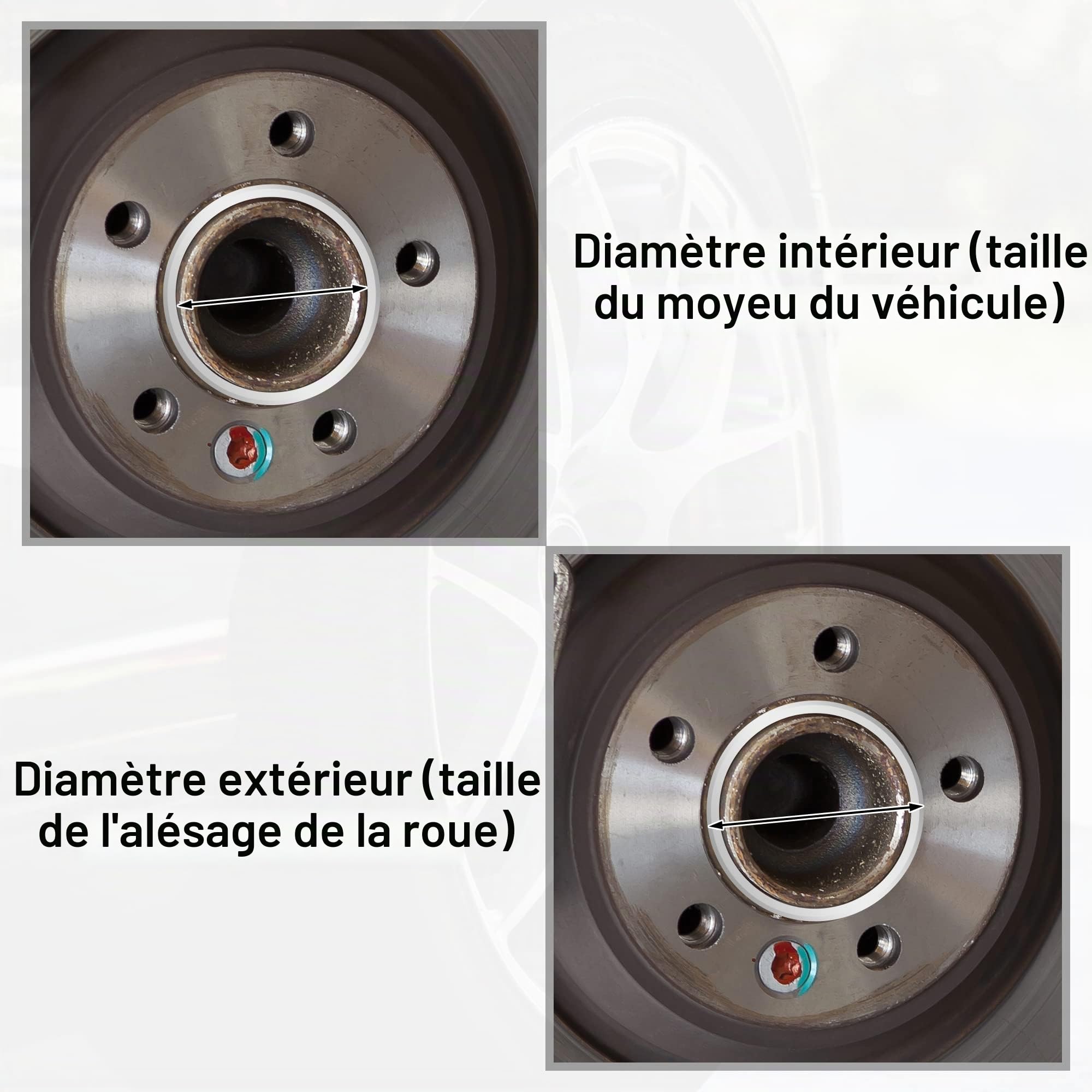 X AUTOHAUX Bague De Centrage 72.6-65.1mm 4 Pieces pour Voiture en Aluminium | Diamètre Intérieur 65.1mm, Diamètre Extérieur 72.6mm, Profondeur 10mm, Élimine Vibrations Volant, Ajustement Parfait