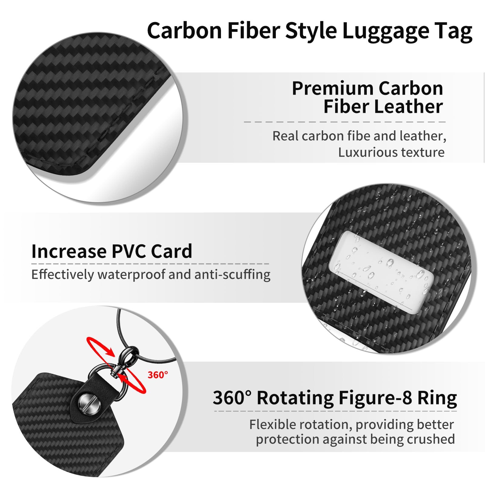 T-carbon Confezione da 2 etichette identificative per bagagli in pelle per