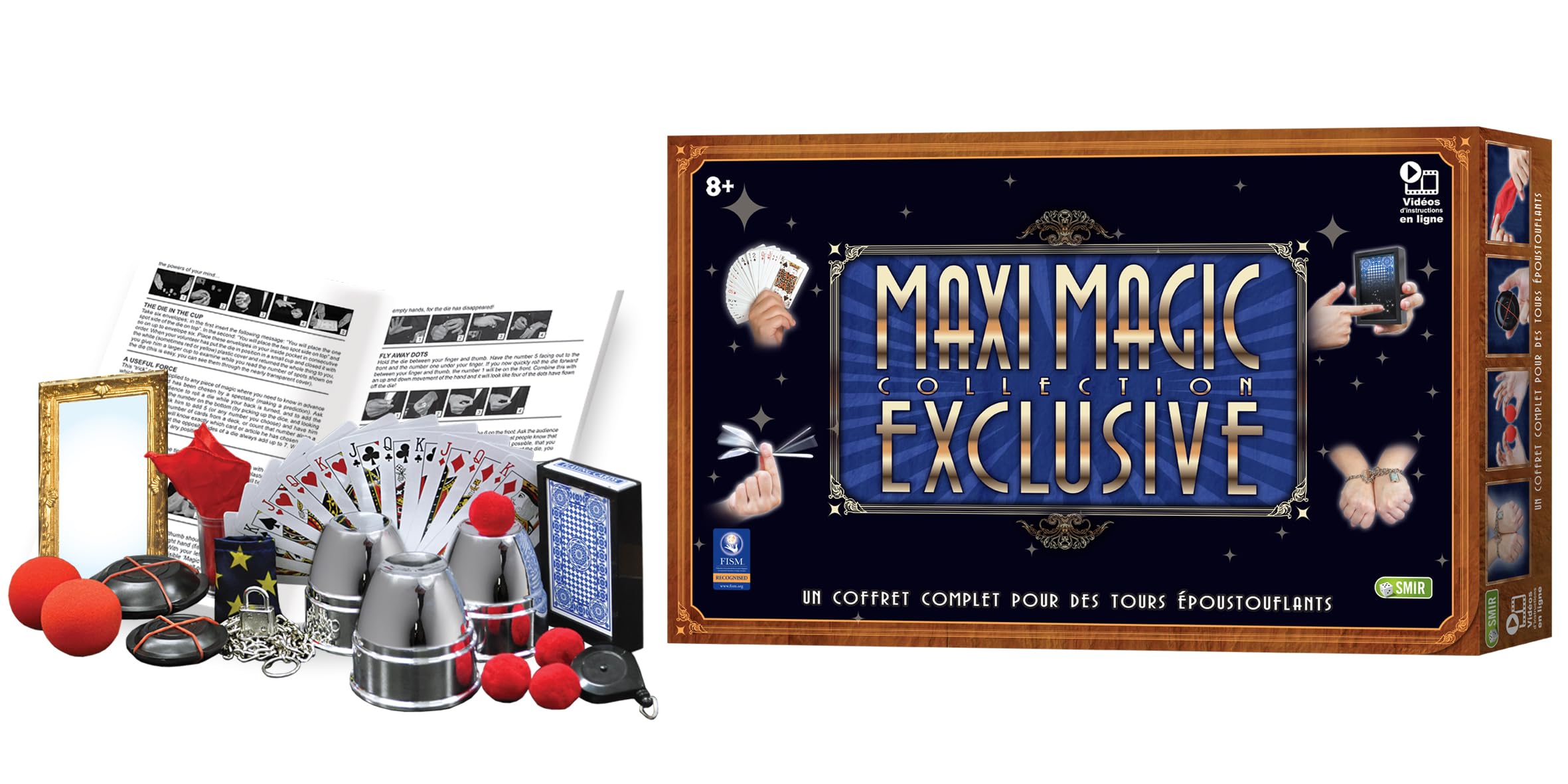 Coffret de Magie Exclusif - Kit Complet pour Apprendre 100 Tours de Magie - Inclus Accessoires, Manuel d'Instructions Illustré et Vidéo Explicative Enfant dès 6 Ans et Débutants