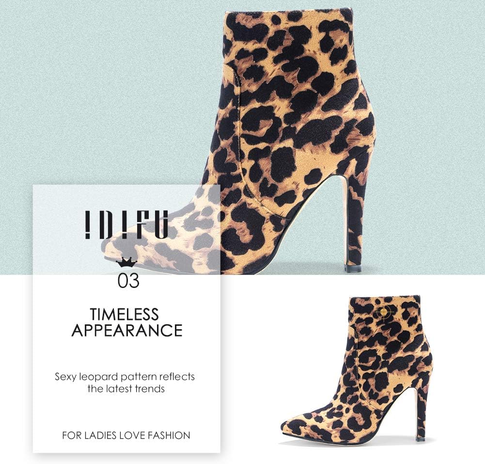 IDIFU Ankle Boots for Women High Heel Pointed Toe Boots Side Zipper Stiletto Booties - Image 5