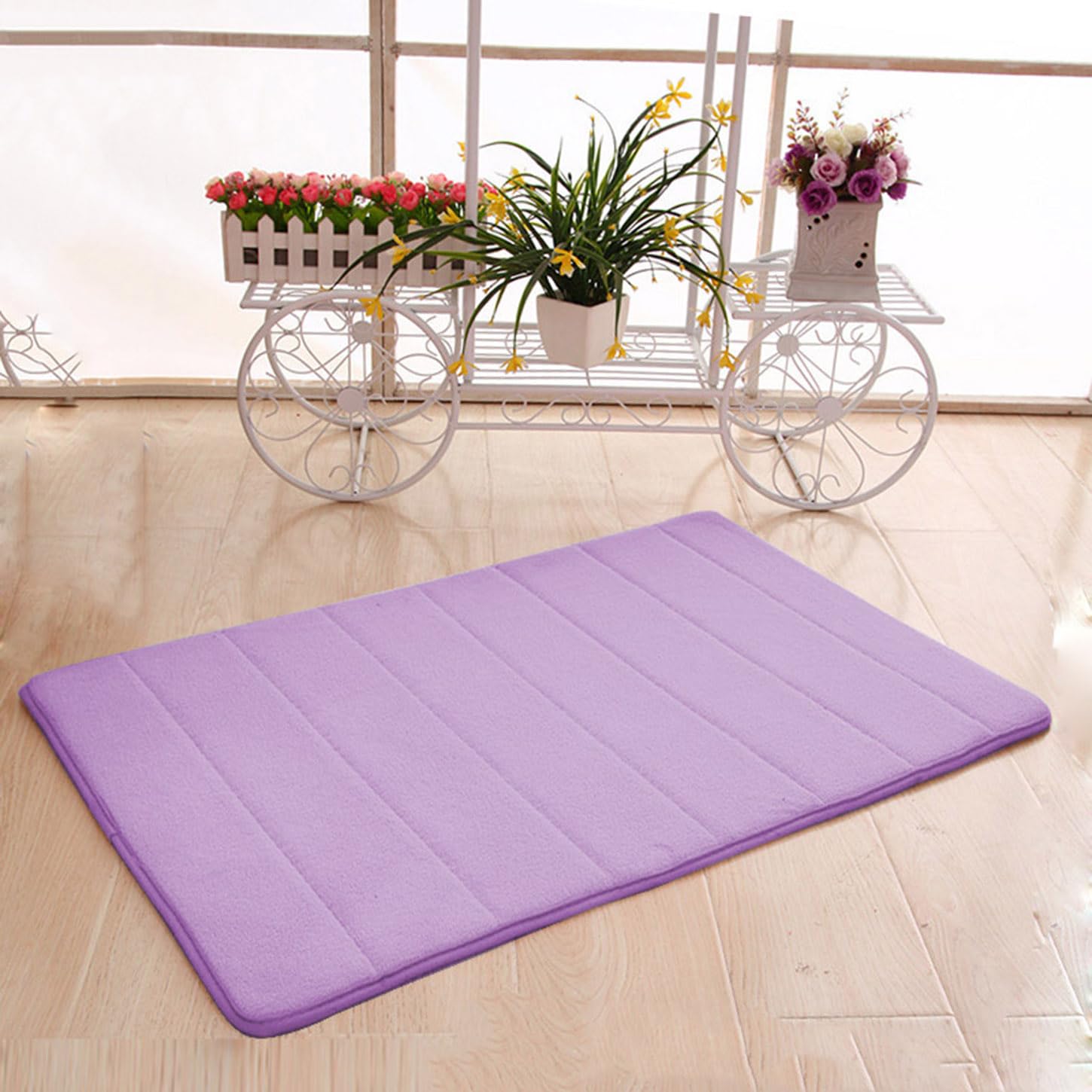 Ultra Weiche rutschfeste Memory Foam Badteppich Saugfähig & Schnell trocknend Badezimmerteppich Extra Plüsch Bodenmatte für Zuhause & Küche (Lila 80 * 120cm)