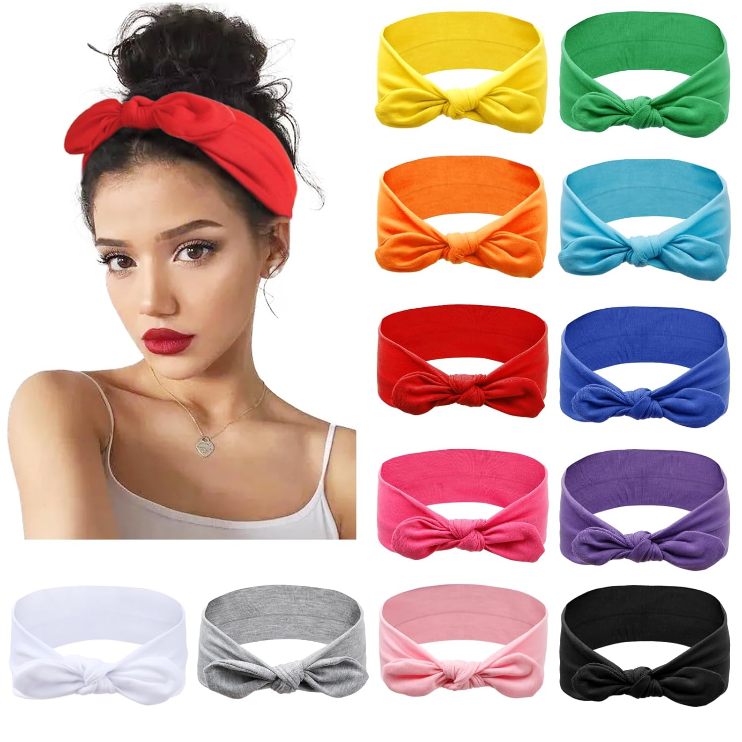 Huachi 12 Pack Women's Knotted Headbands with Rabbit Kuwait Ubuy
