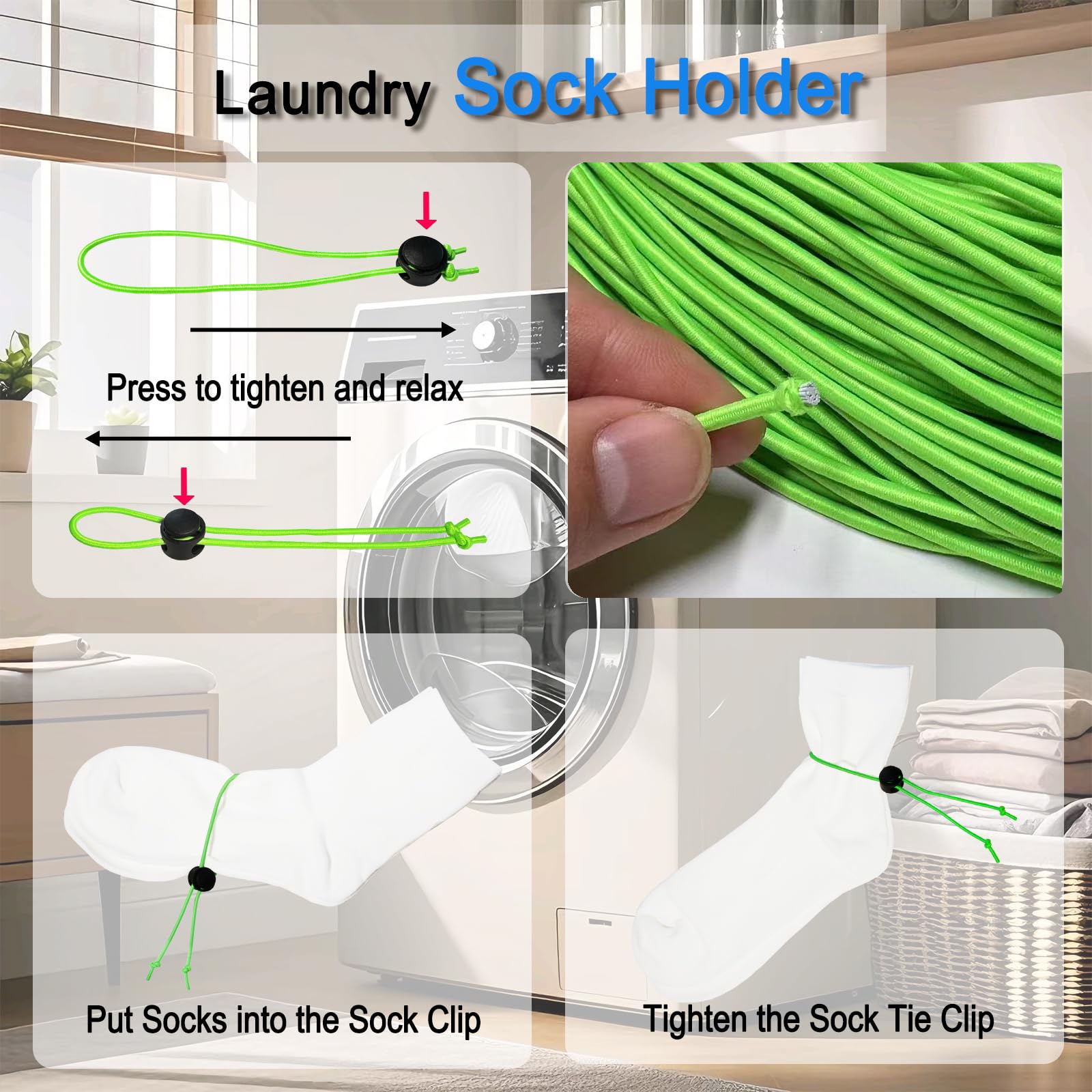 35-teiliges Wäscheklammern-Set enthält 25 Sockenclips für Wäsche, Nylonband, Socken-Organizer, 10 Holzklemmen, Ihre Socken-Wäsche organisieren Krawatten-Clips, Socken-Organizer zum Waschen (35)