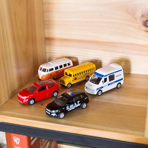 Miniatura 26 de KIDAMI Camiones de juguete fundidos a presión, paquete de 4 autos de juguete de metal fundido a presión, autos con puertas abiertas, vehículos