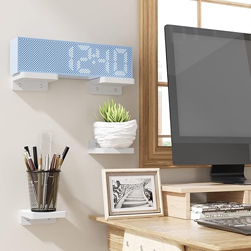 Vista 9 de SRIWATANA Small Floating Shelves Wall Mounted, Wood Shelf for Decoration and Storage Set of 4, Mini Display Shelf for Bedroom, Bathroom, Kitchen