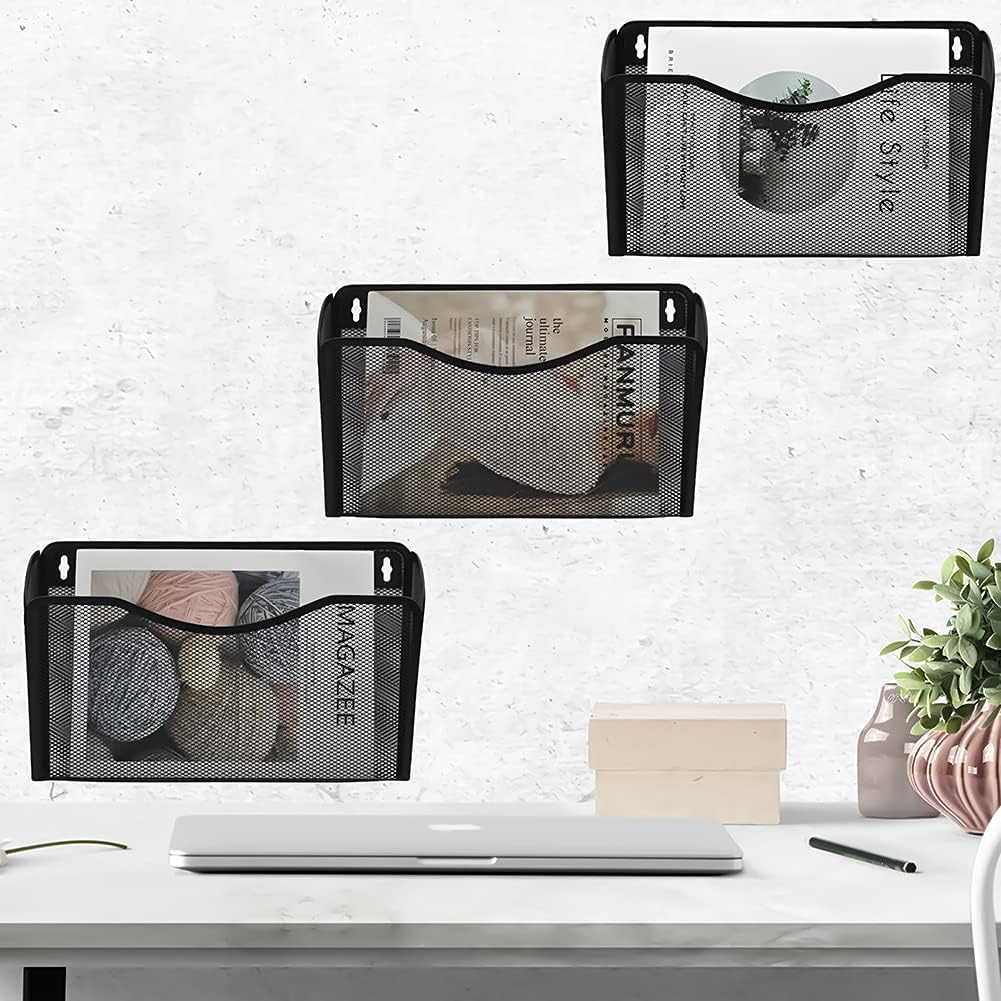 COSYAWN 3 Pack Mesh Wall Mounted File Holder Hanging Wall File Organizers for Home and Office : Office Products