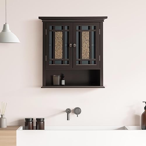 Miniatura 21 de Elegant Home Fashions Dawson Collection clóset de pared con estantes, color blanco Blanco,Gris,Espresso oscuro,Espresso,Blanco y