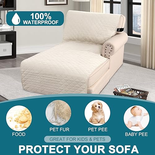 Miniatura 2 de Turquoize Fundas para sofá 100% impermeables en forma de "L" para sofá Chaise Lounge, protector de sofá triple antideslizante, funda deslizable para