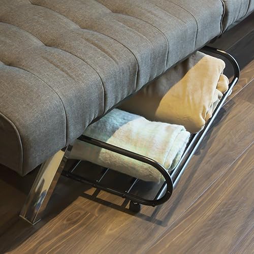 Miniatura 2 de MyGift Carrito de almacenamiento debajo de la cama de 24 pulgadas, organizador de almacenamiento de metal negro con ruedas giratorias, compartimento
