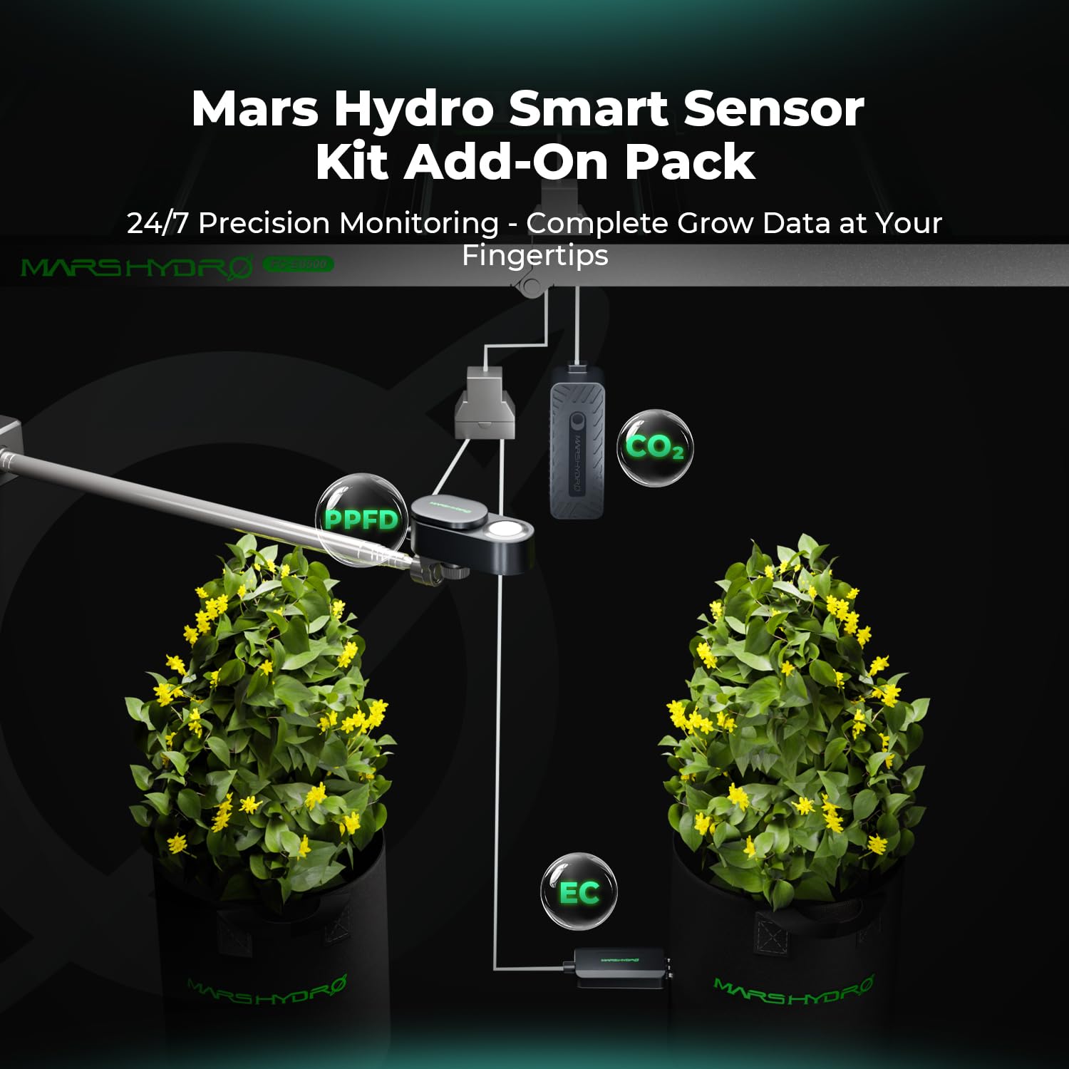 MARS HYDRO Zestaw inteligentnych czujników: PPFD, CO₂ i czujniki gleby do iControl i iHub-Pro, precyzyjne monitorowanie i kontrola środowiska podczas uprawy w pomieszczeniach