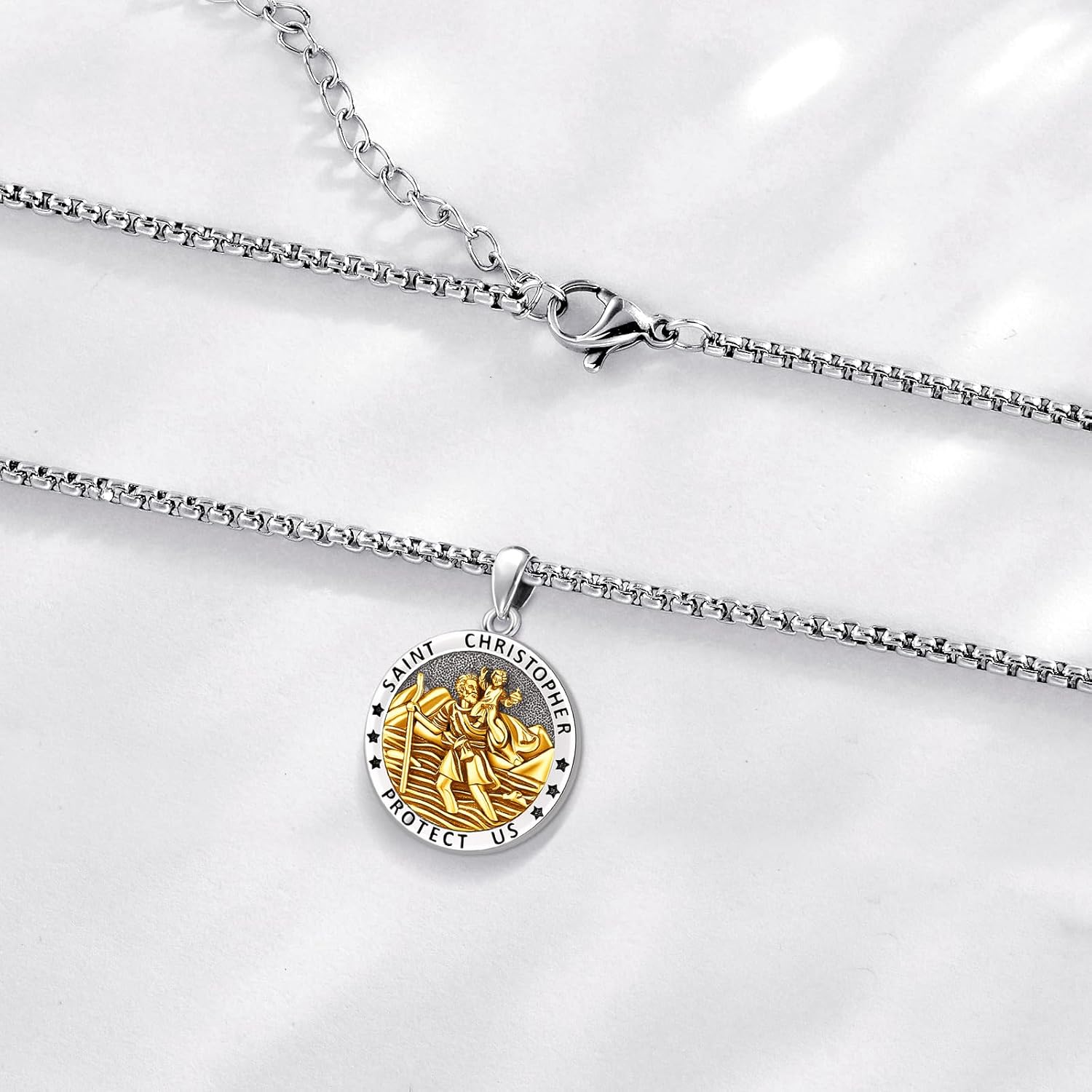 Patron Saint Medals Amulet Necklace 925 Sterling Silver Protection Jewelry for Men Women with 20"/22"+2" Rolo Chain - Image 3