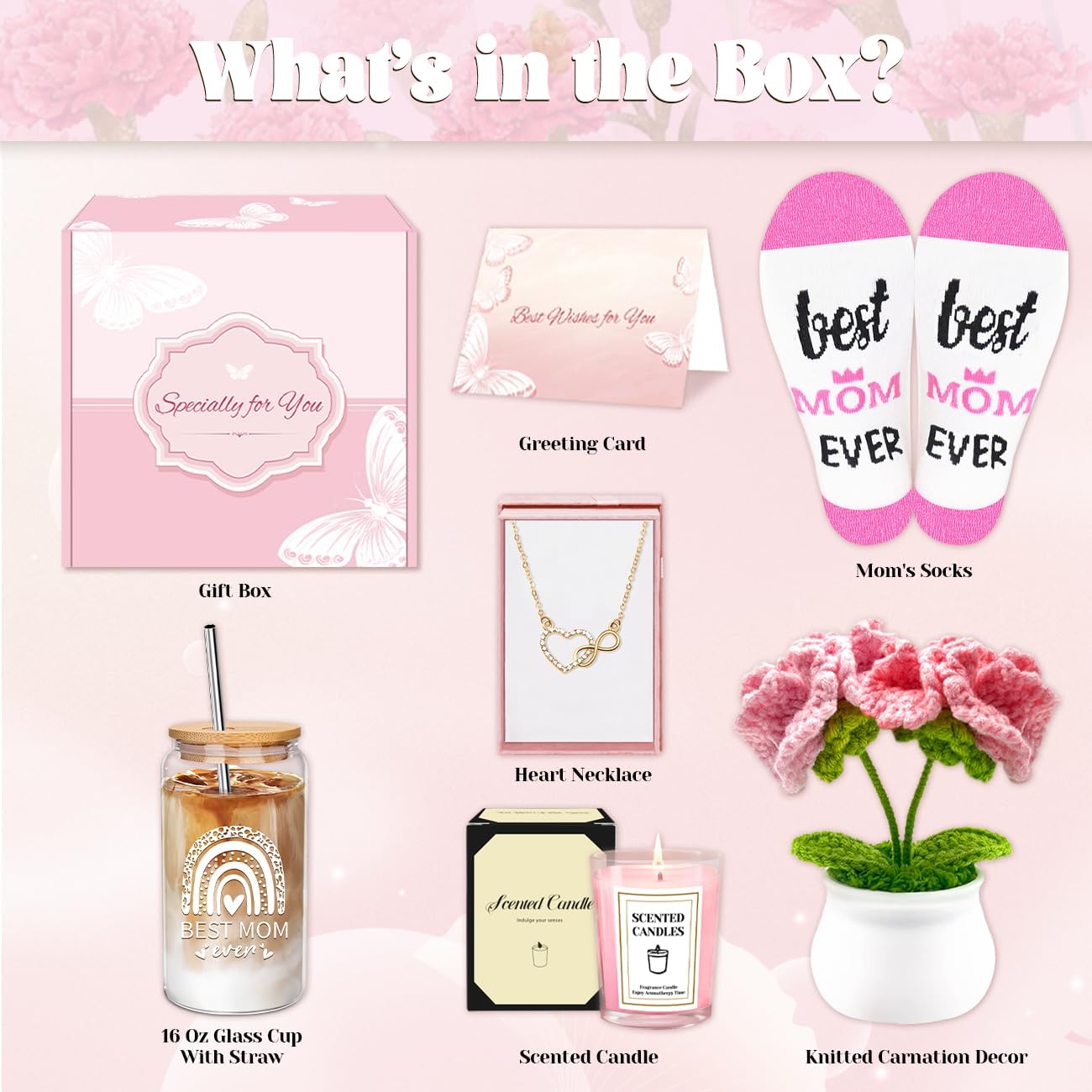 Gifts for Mom, Mom Birthday Gifts with 16 Oz Glass Cup, Heart Necklace, Socks, Mothers Day Gift from Daughter, Son, Husband, Self Care Get Well Soon Gift for Women, Christmas, Thanksgiving - Image 6