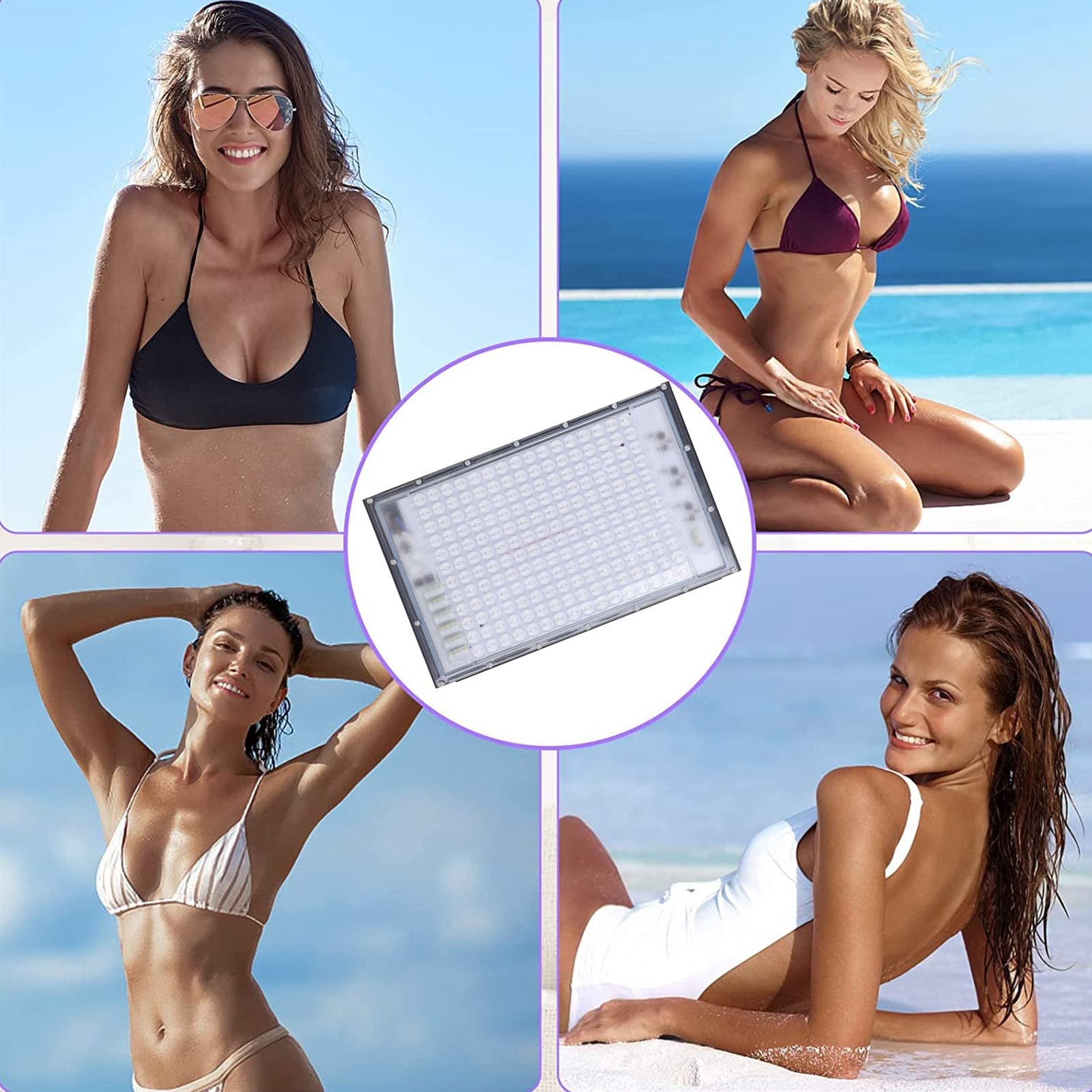 Luz de Bronceado, Lámpara de Bronceado para Uso Doméstico, 460nm 192 LED Lámpara Azul Completa Dispositivo de Lámpara Autobronceadora para Cara y Cuerpo con Kit Colgante