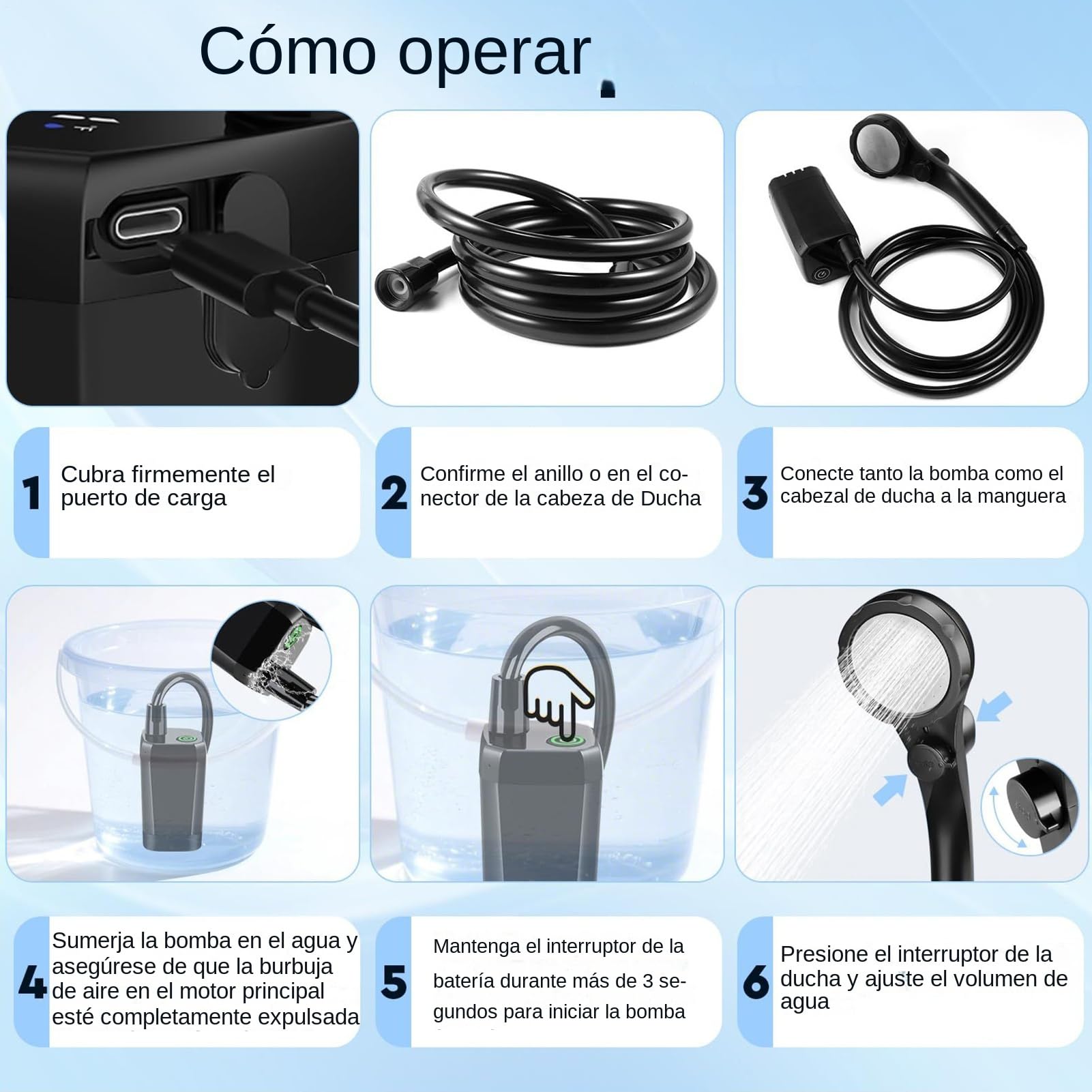 Genérico Ducha Portátil Bomba Recargable Camping Exterior