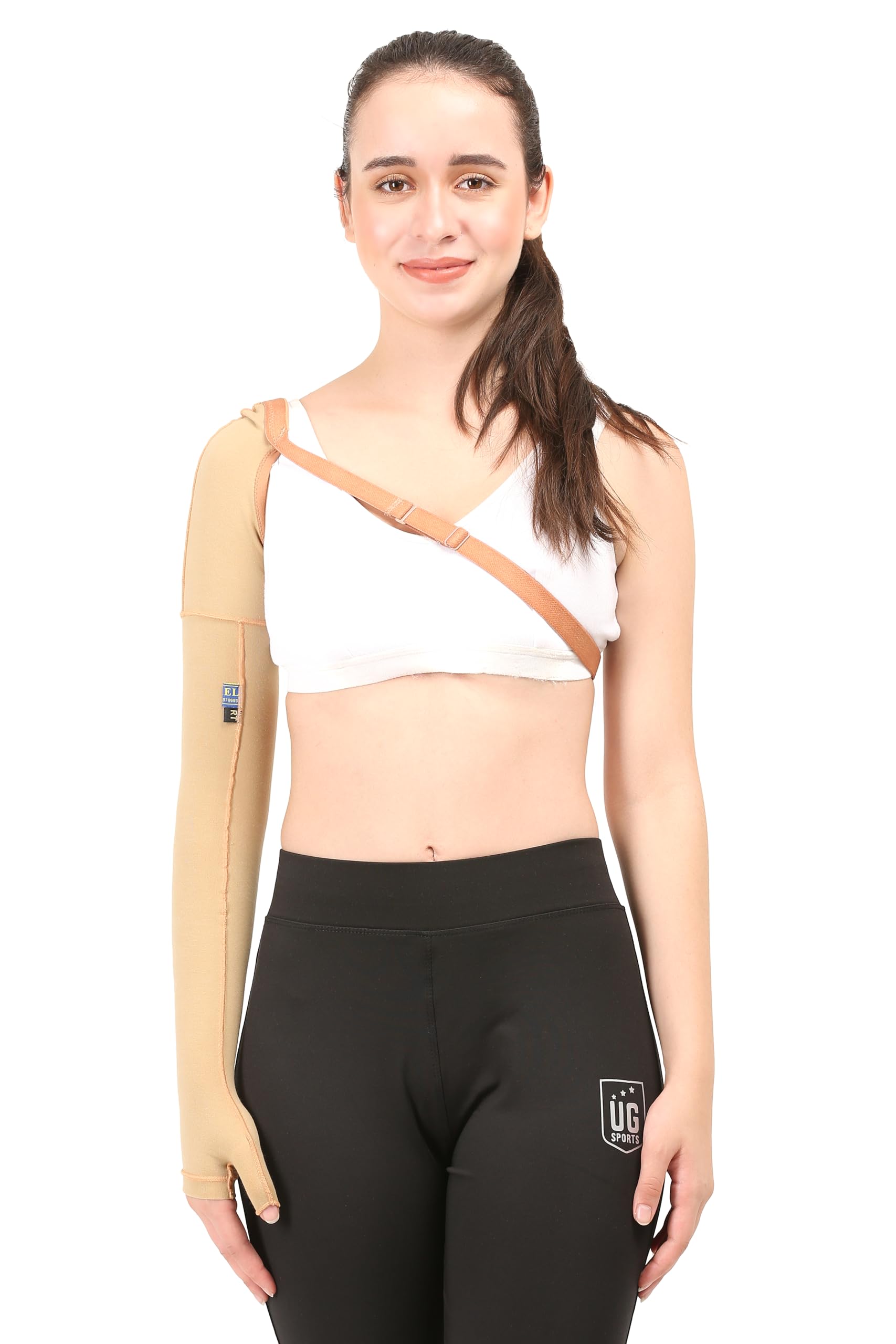 Medical Compression Arm Sleeve with shoulder strap amd Palm | HIGH COMPRESSION | COTTON | Post Liposuction and BURN Support-image-16
