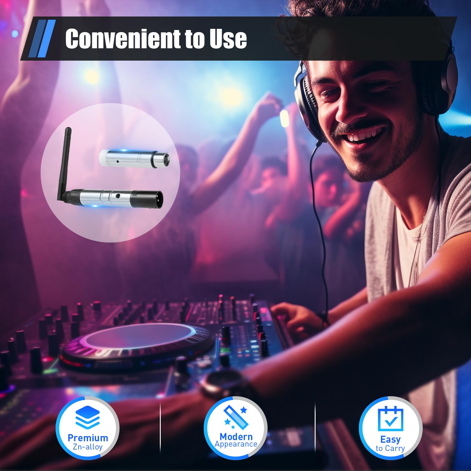 DMX512 - Trasmettitore con 7 ricevitori, controller DMX wireless 2,4 G ISM, controller di illuminazione a LED, senza fili, segnale DMX, per DJ LED, palcoscenico, luce per feste