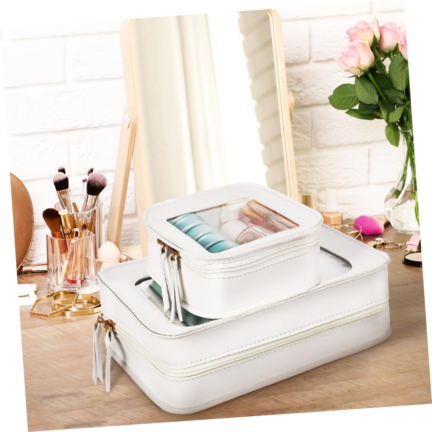 BESPORTBLE Borsa Porta Trucchi Trasparente in Pvc con Cerniera per Donna, Grande Capacità per Viaggio e Utilizzo Quotidiano