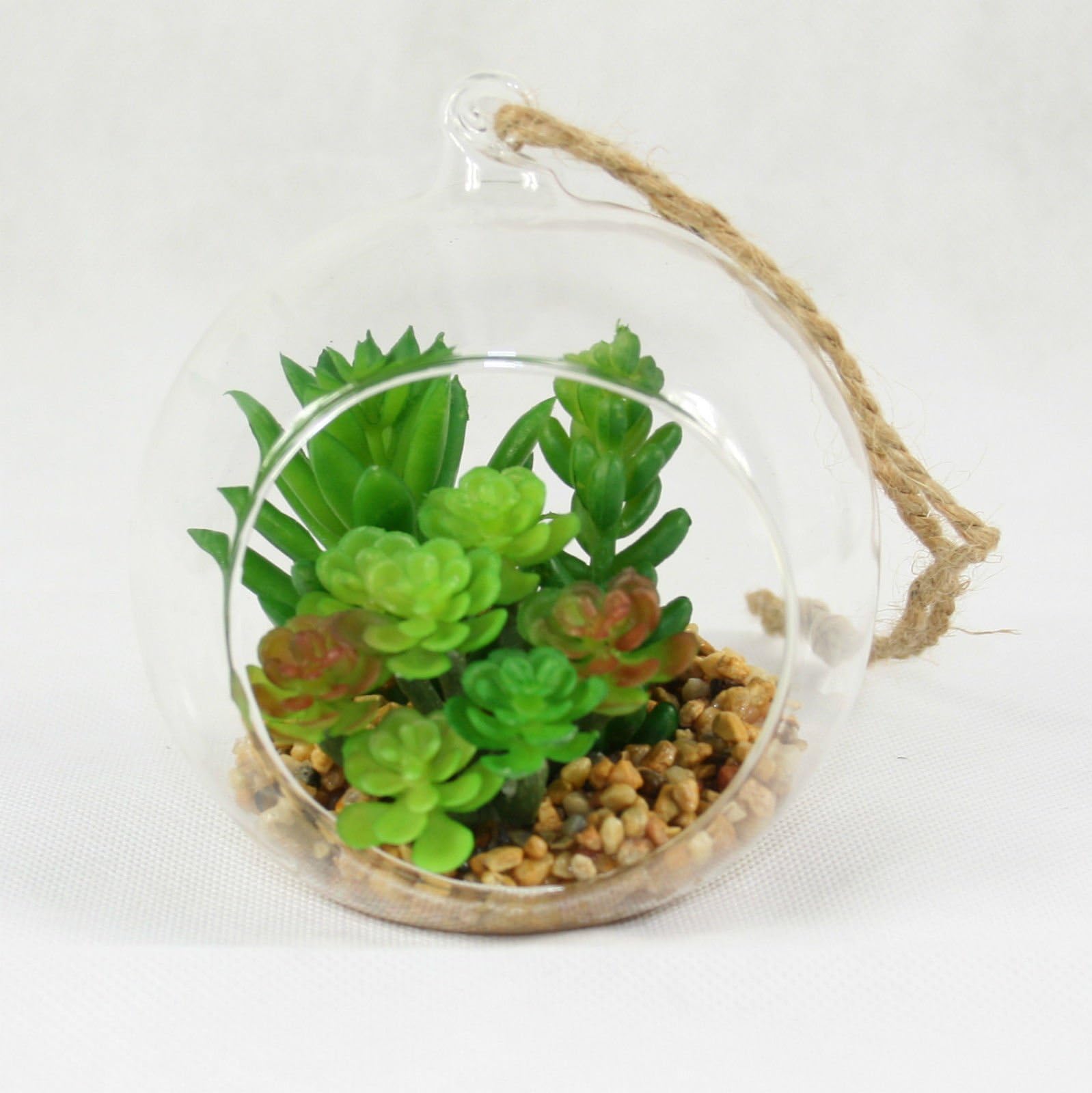 Mini Cactus in Glass Bowl, Artificial Succulent Arrangement for Home & Office 12 cm #2