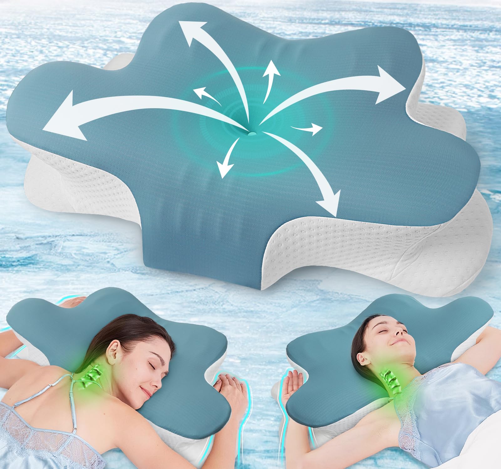 Orthopedic Memory Foam Pillow for Neck and Shoulder Pain – Ergonomic Cervical Pillow wit...