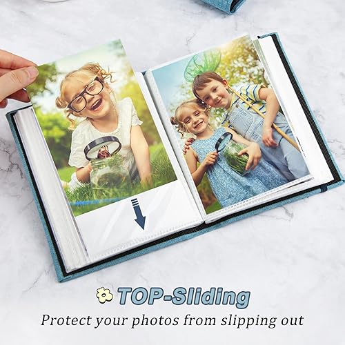 Miniatura 4 de Paquete de 2 álbumes de fotos de 4 x 6, mini álbum de fotos pequeño de 4 x 6 pulgadas, 100 bolsillos para fotos, mini libro de fotos pequeño, álbum